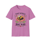 Tiny Wings Big Nap T-Shirt — Cute Bee Floral Graphic Tee