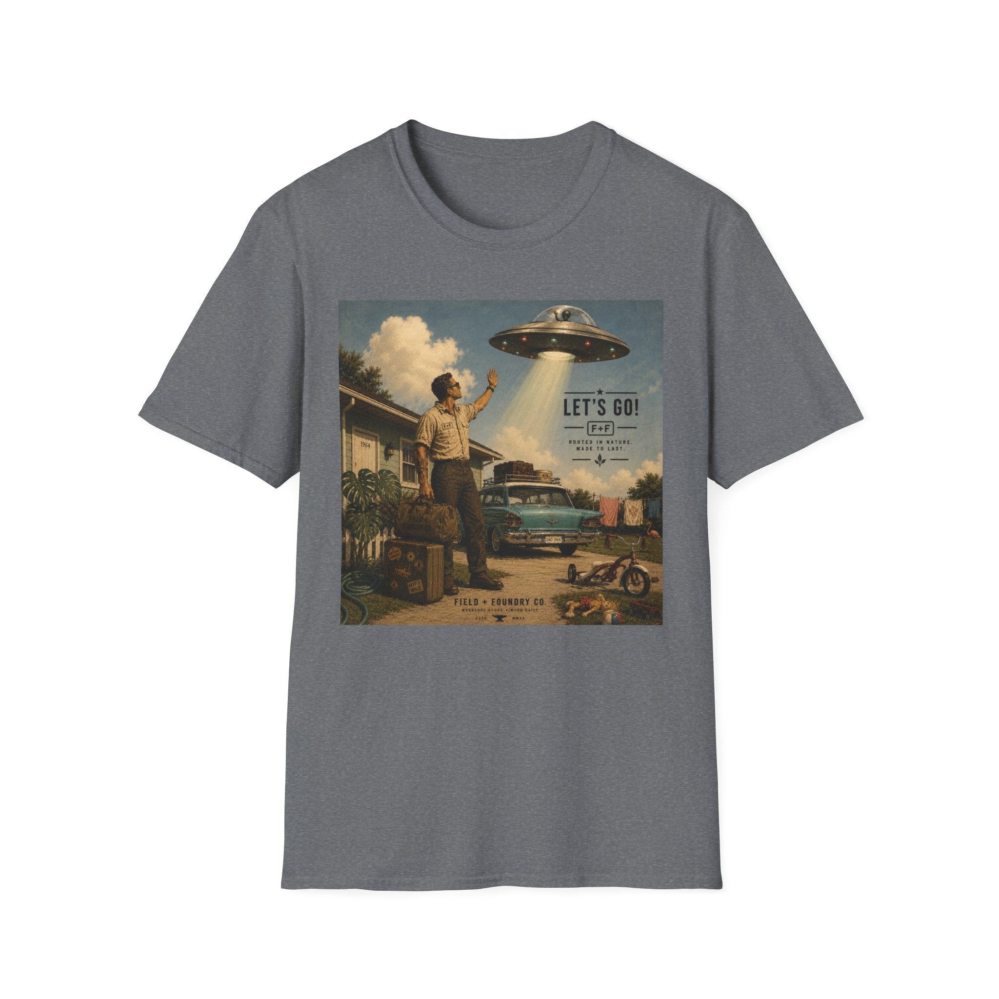 Retro UFO Tee "Let’s Go!" Vintage Alien Abduction Graphic T-Shirt