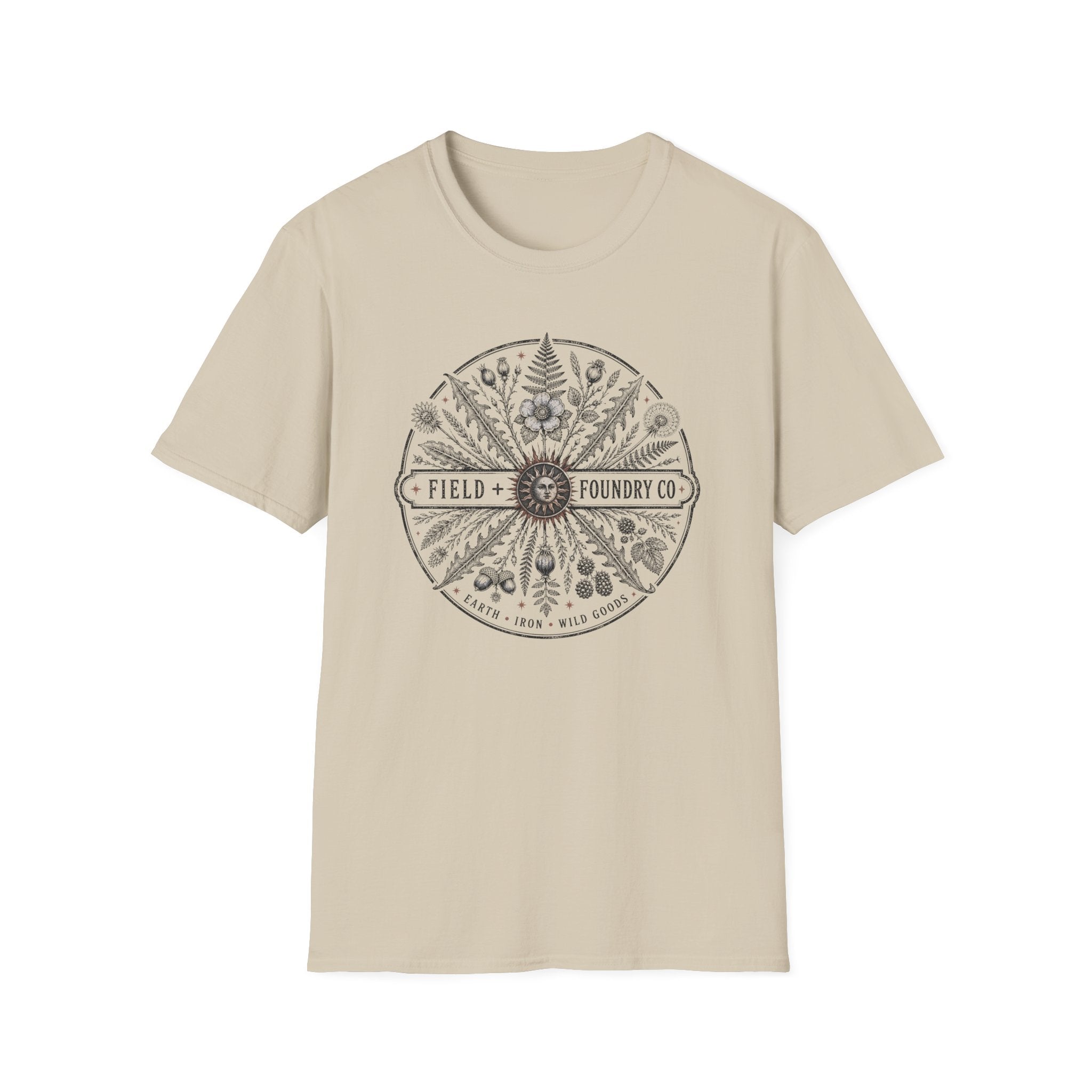 Field + Foundry Co. Botanical Compass T-Shirt  Vintage Floral Logo Tee