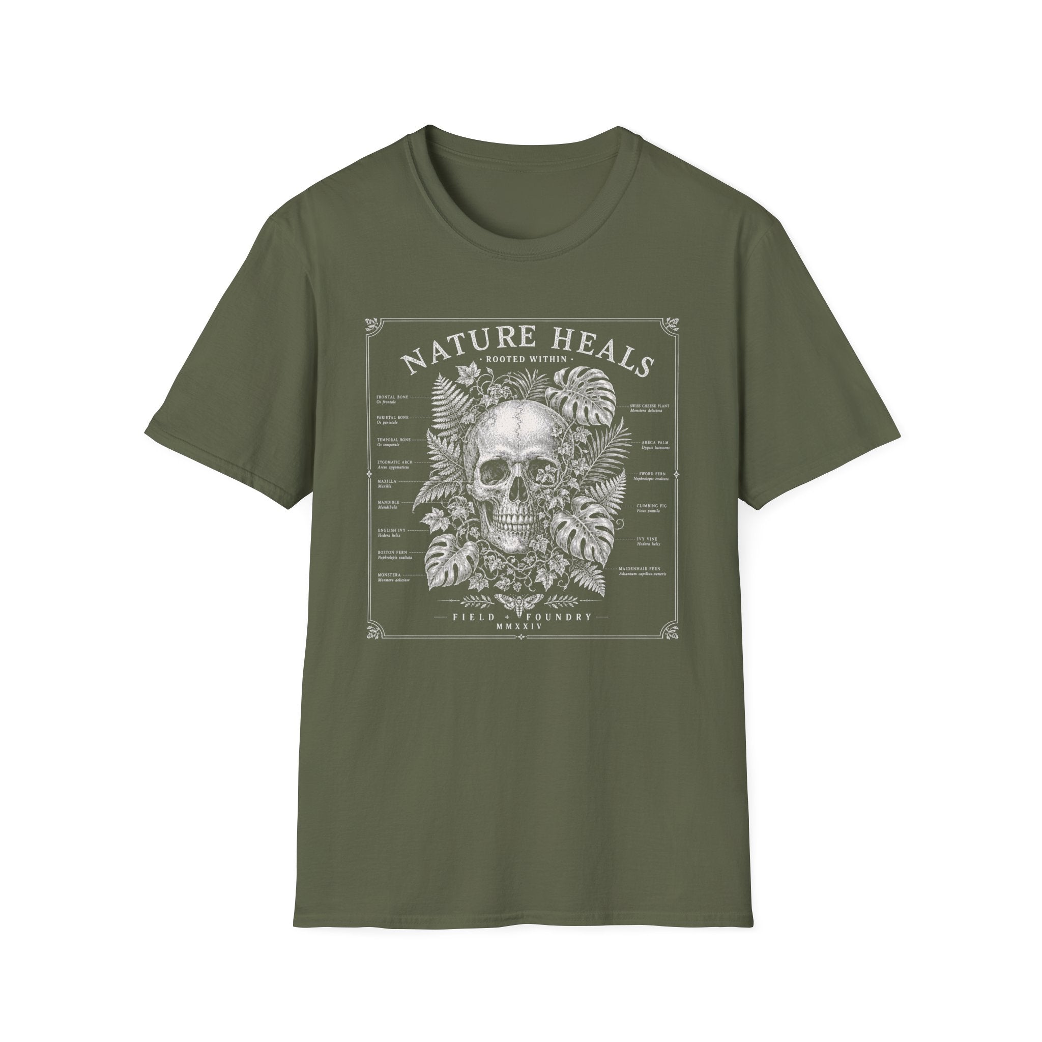 Nature Heals Skull Tee Botanical Skull Graphic T-Shirt