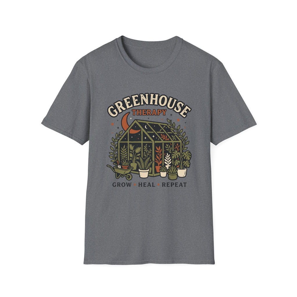 Greenhouse Therapy T‑Shirt Grow Heal Repeat Plant Lover Tee
