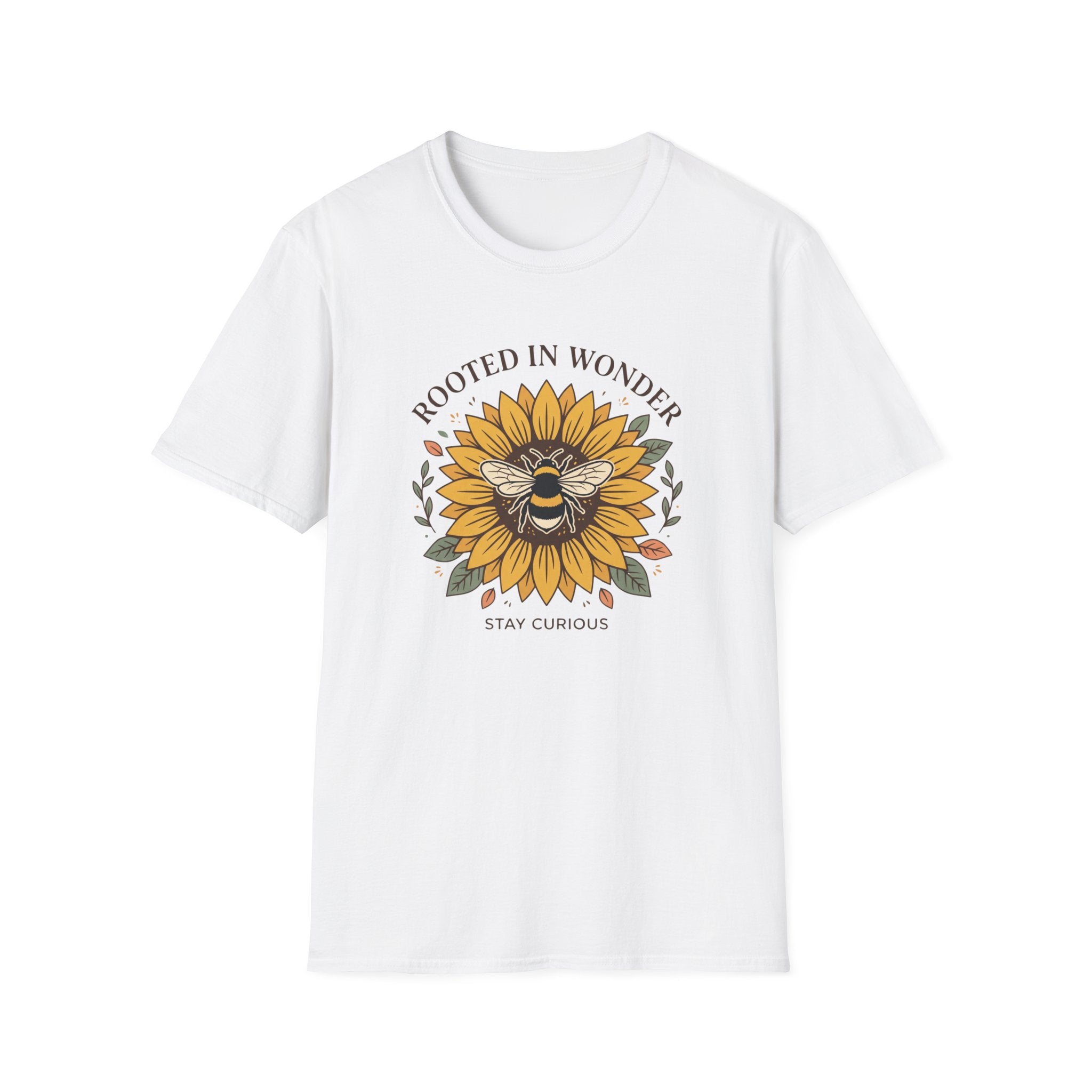 Sunflower Bee T-Shirt — "Rooted in Wonder" Botanical Graphic Tee