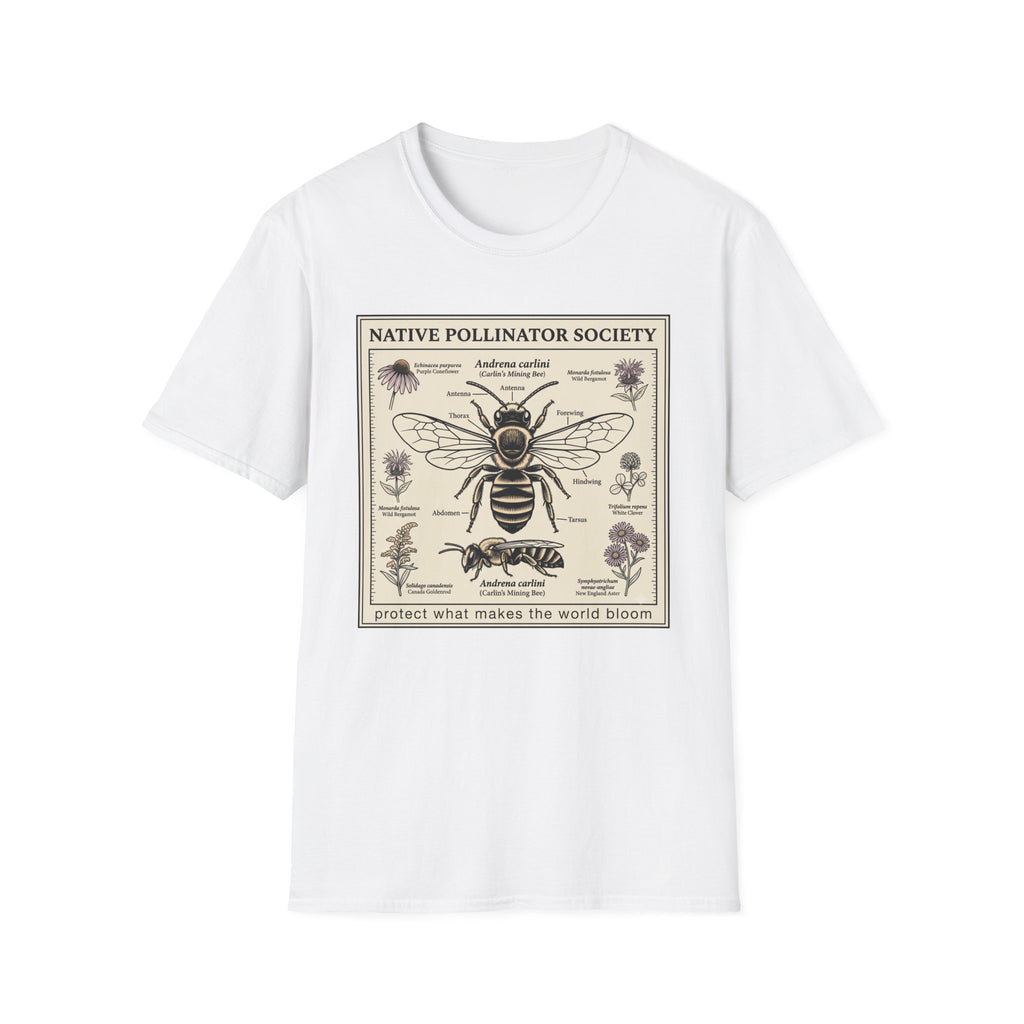Native Pollinator Society T-Shirt — Bee & Wildflower Conservation Graphic Tee