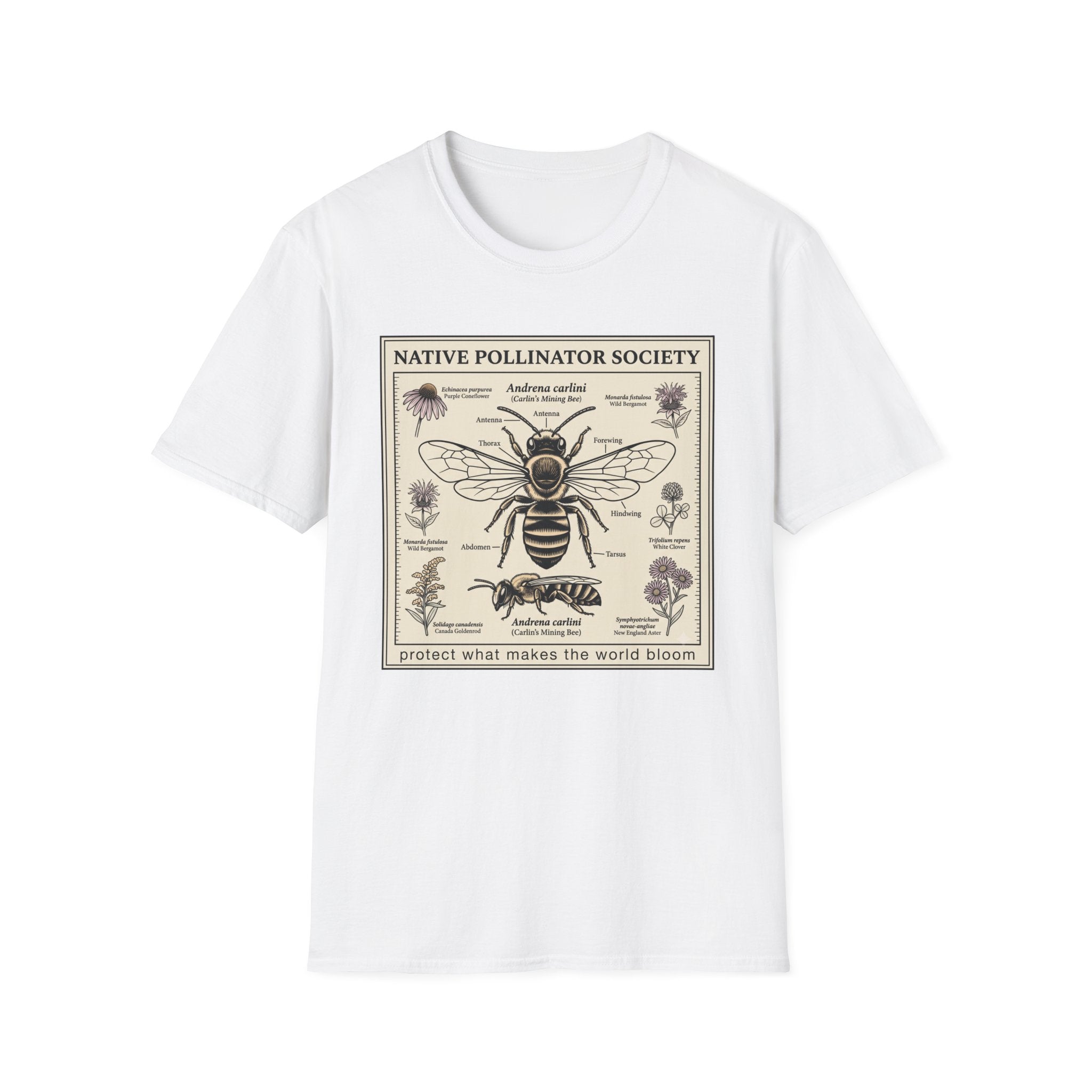 Native Pollinator Society T-Shirt — Bee & Wildflower Conservation Graphic Tee