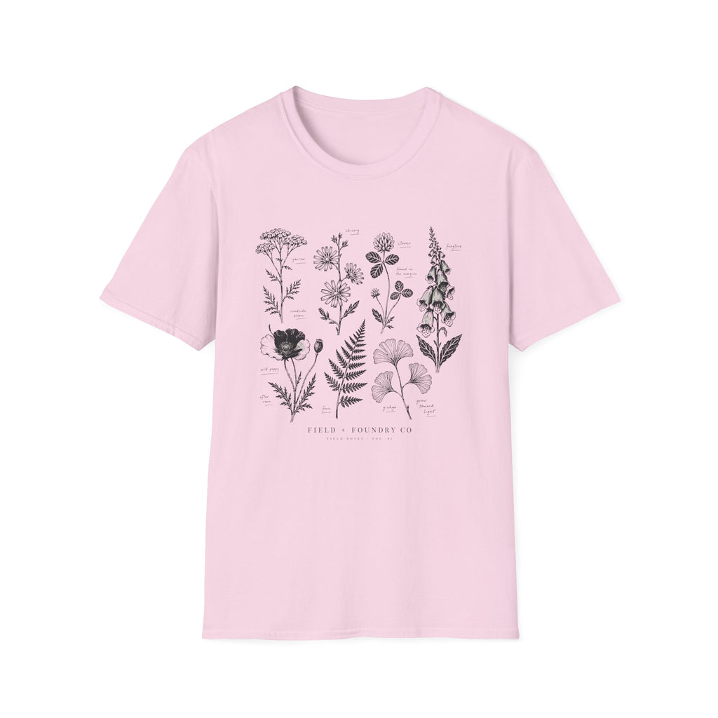 Botanical Sketch Wildflower Floral Illustration T-Shirt