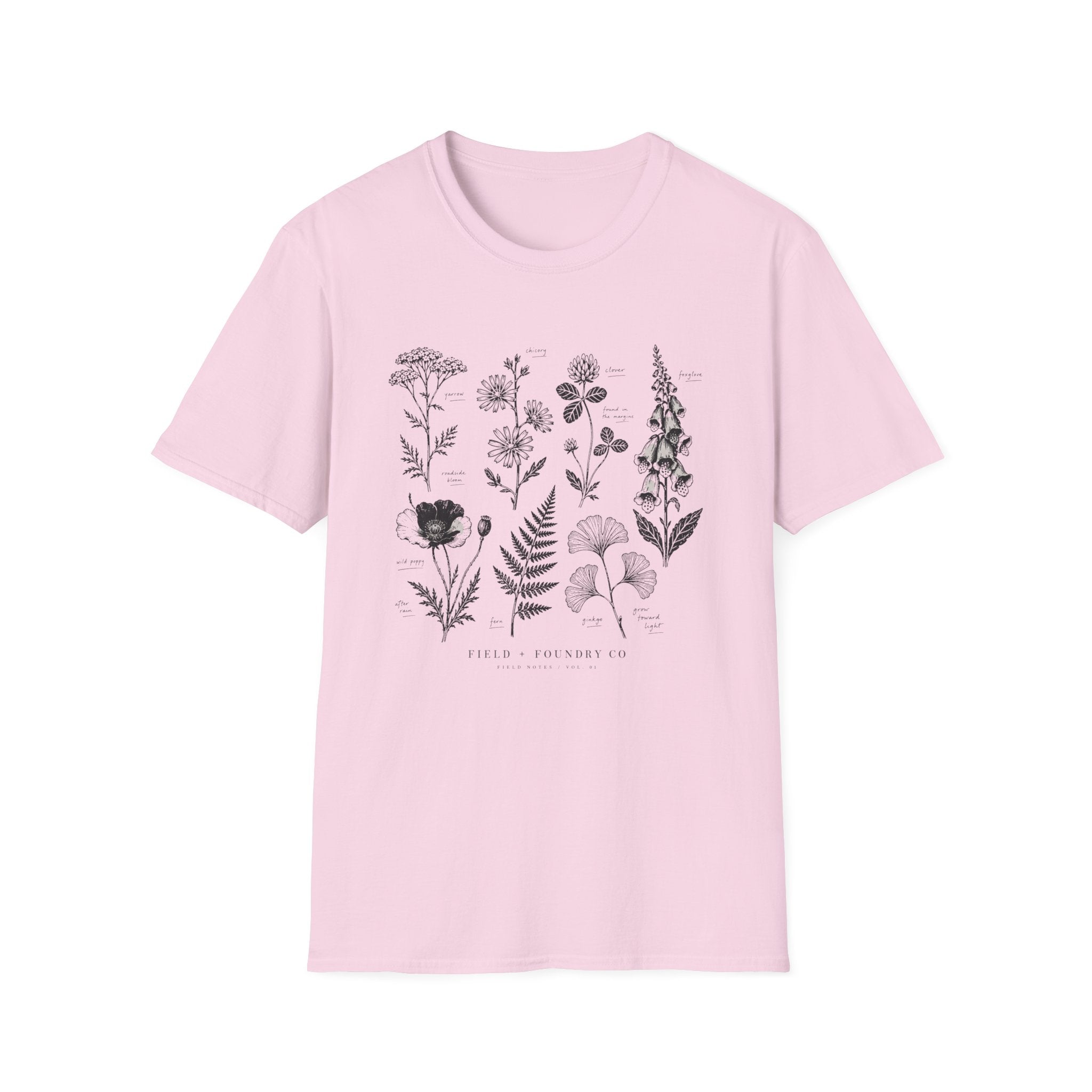 Botanical Sketch Wildflower Floral Illustration T-Shirt