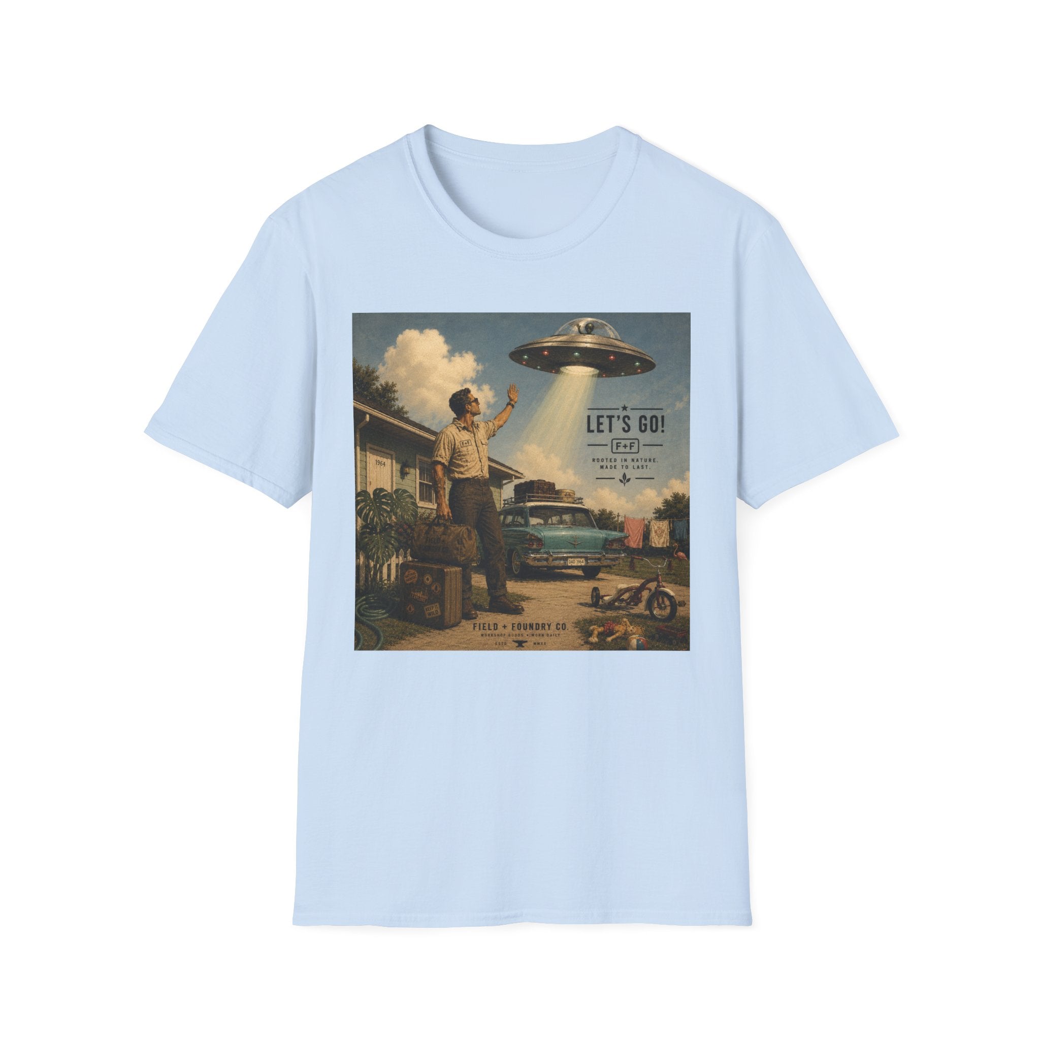 Retro UFO Tee "Let’s Go!" Vintage Alien Abduction Graphic T-Shirt