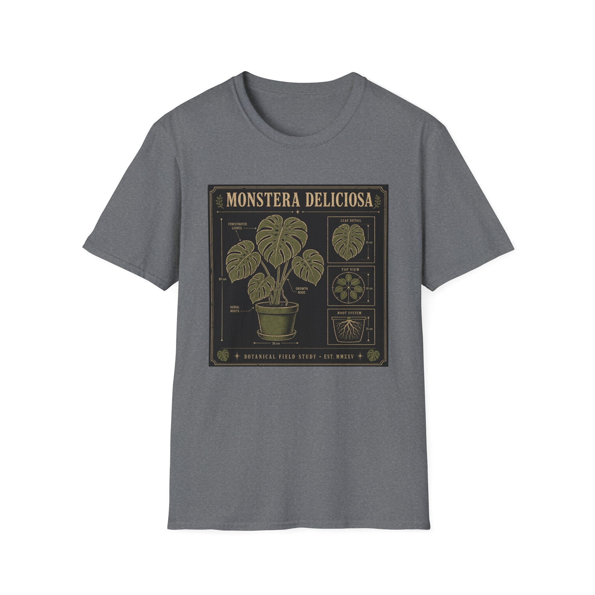 Monstera Deliciosa Plant T-Shirt — Vintage Botanical Illustration Tee