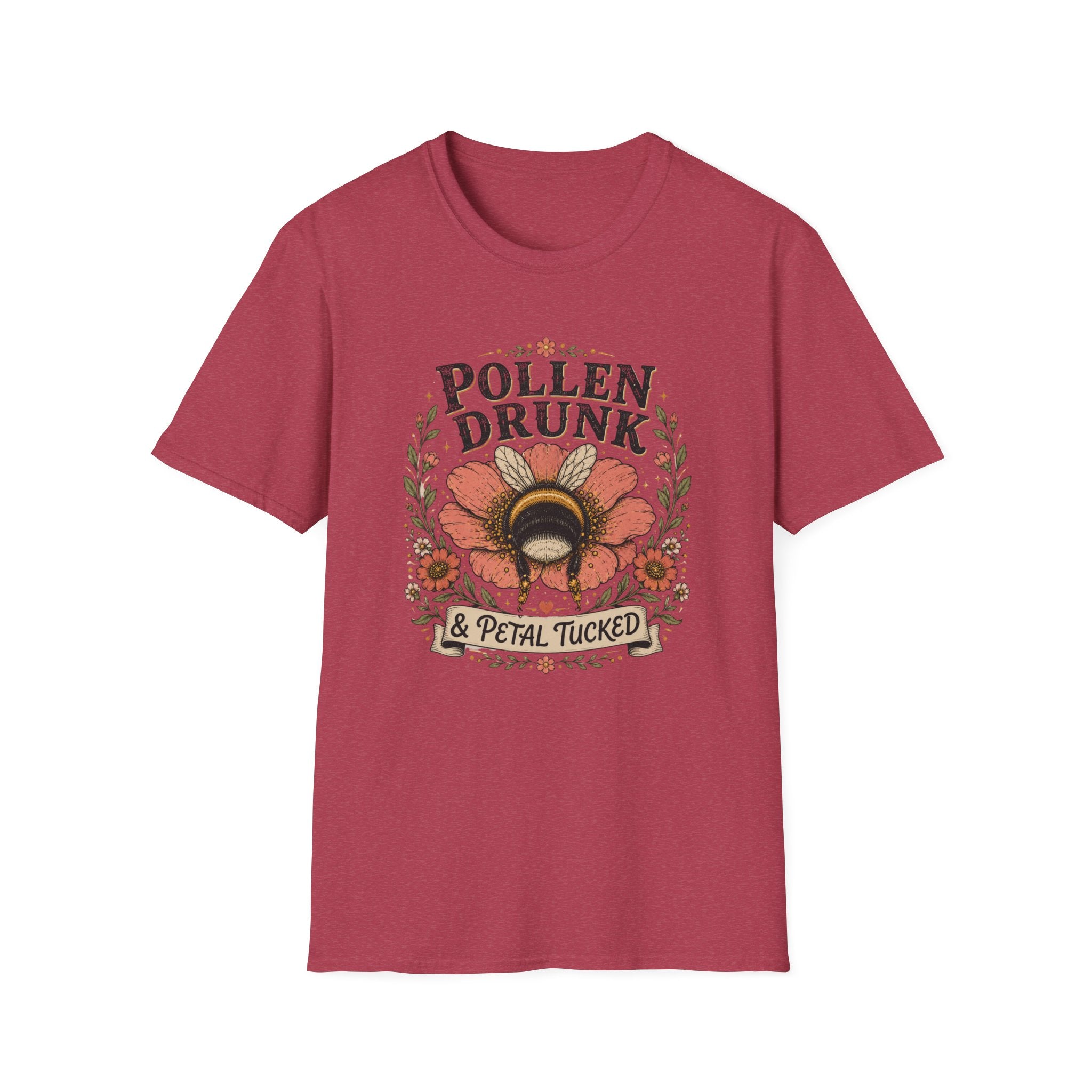 T-Shirt 'Pollen Drunk' Floral Bee Tee (Gardener Plant Mom Gift)