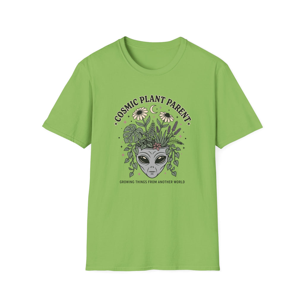 Cosmic Plant Parent T-Shirt Whimsical Alien & Botanical Graphic
