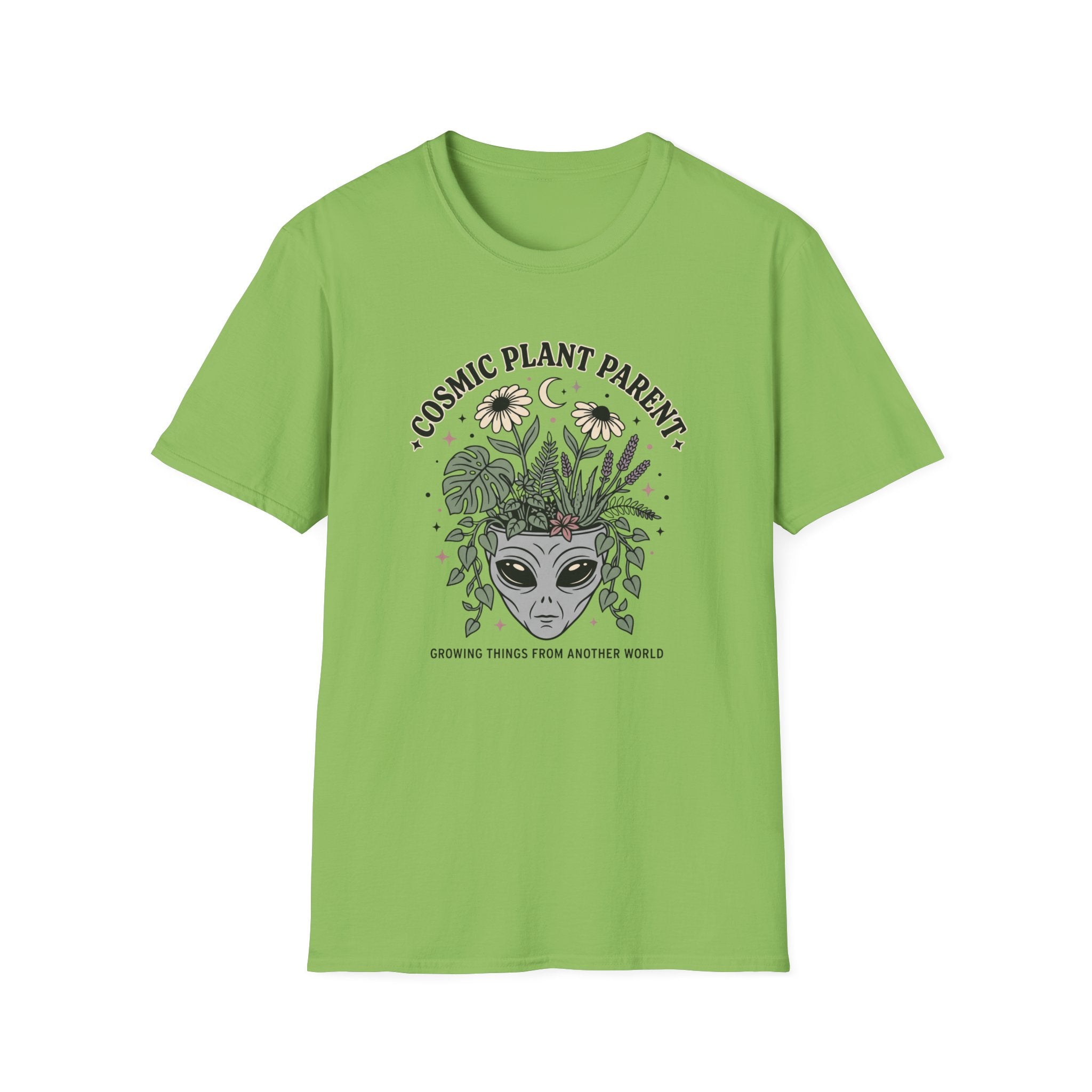 Cosmic Plant Parent T-Shirt Whimsical Alien & Botanical Graphic