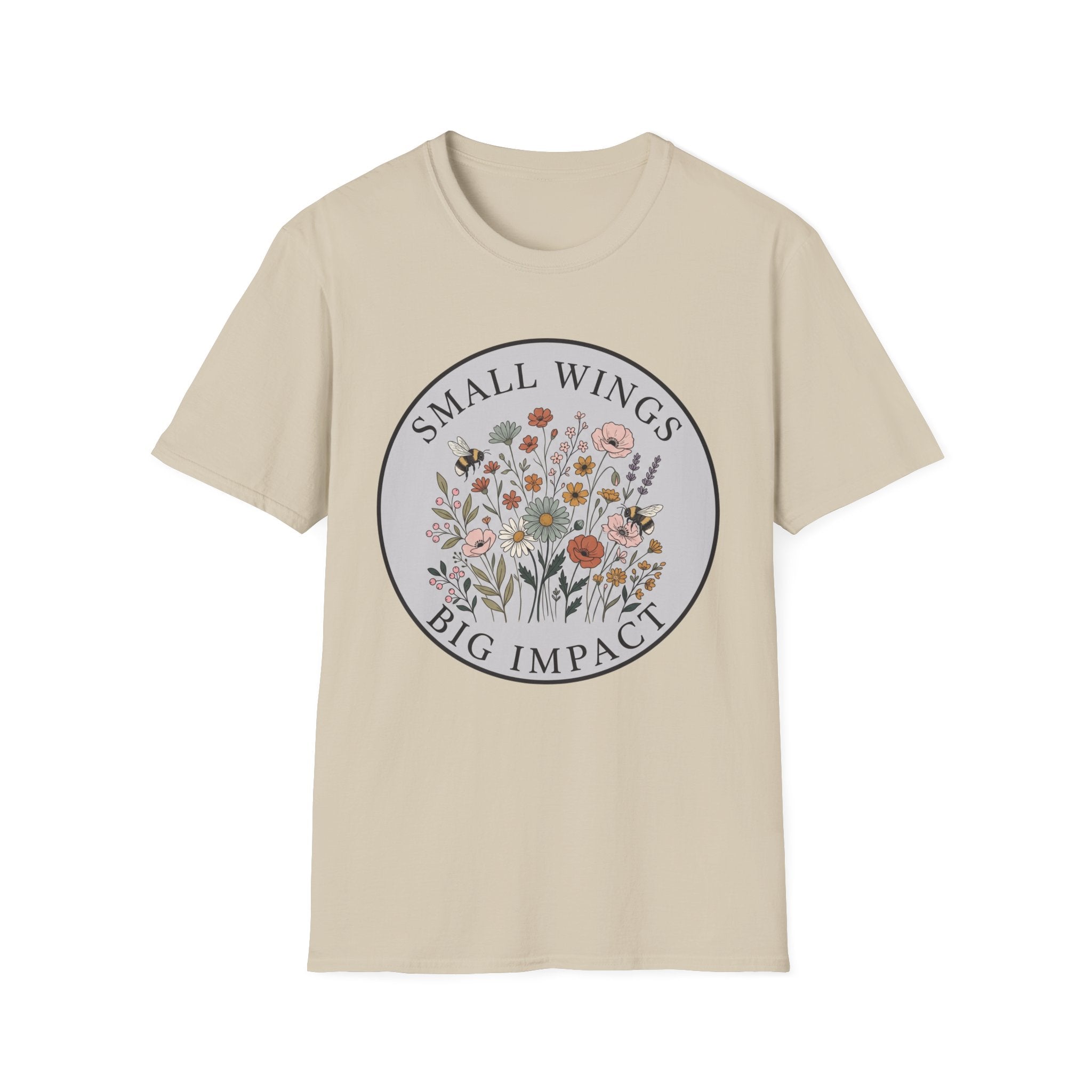 T-Shirt — "Small Wings Big Impact" Floral Graphic Tee