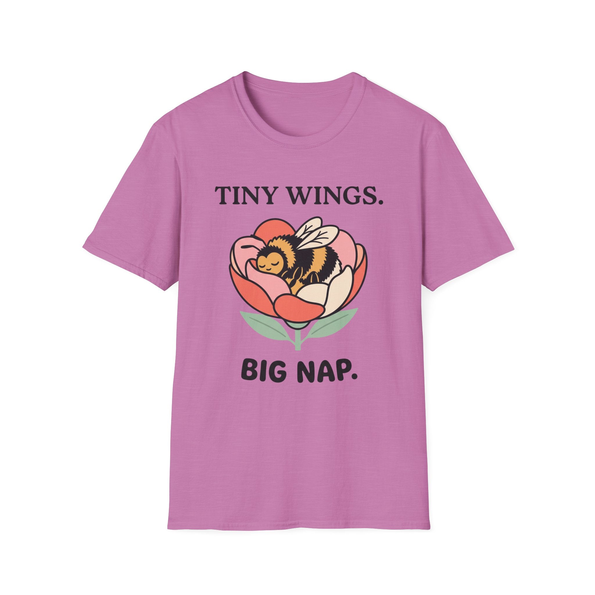 T-Shirt — Tiny Wings. Big Nap. Cute Bee Flower Graphic Tee