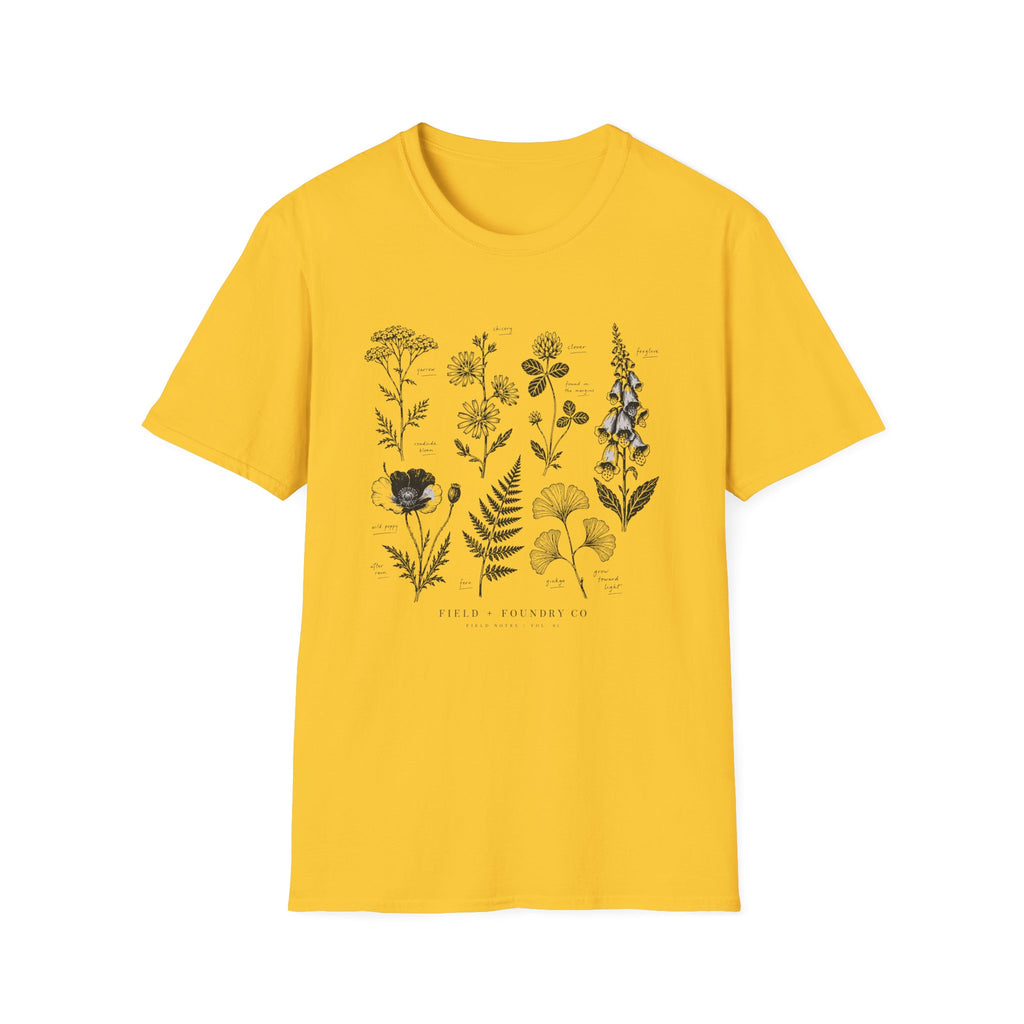 Botanical Sketch Wildflower Floral Illustration T-Shirt