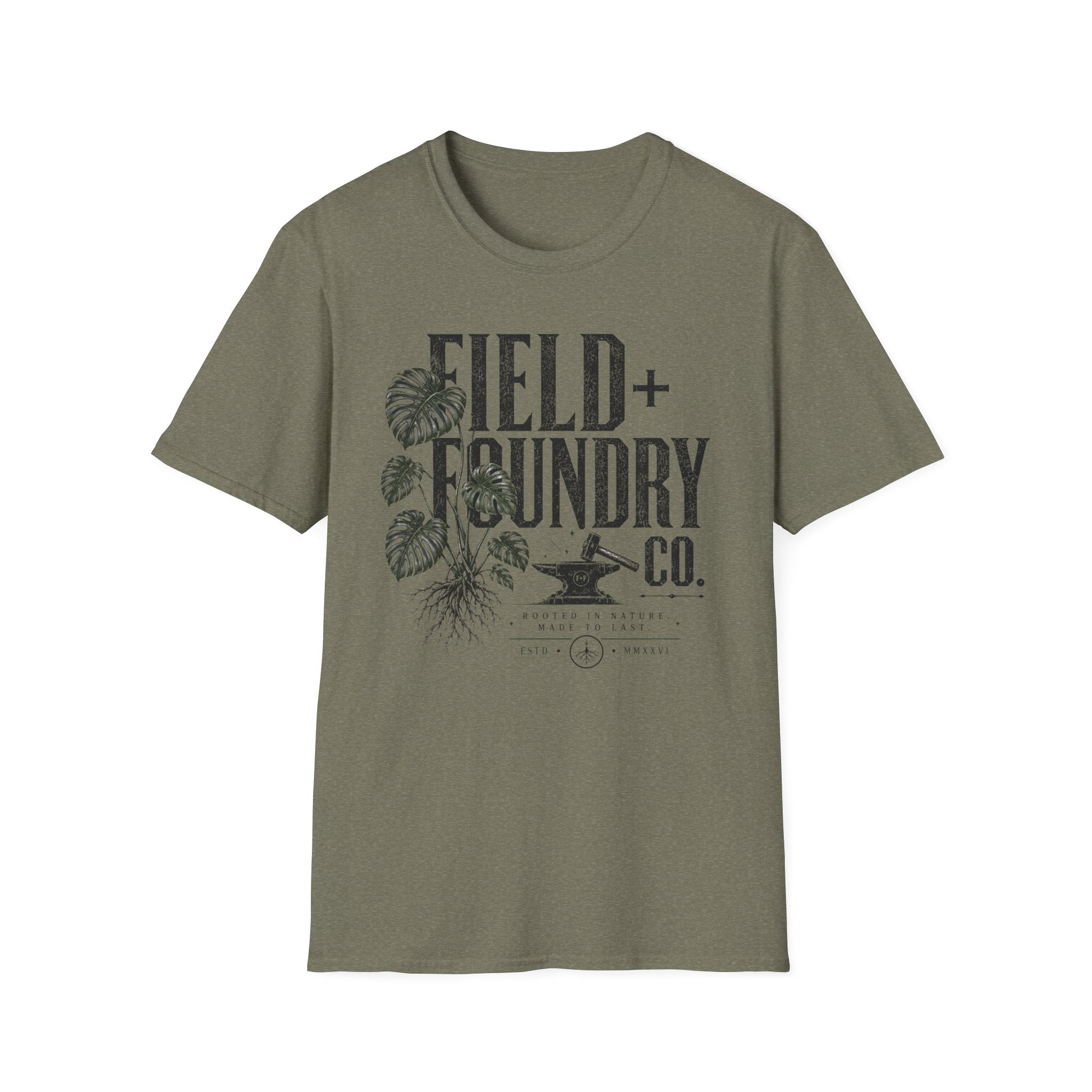 Field + Foundry Co. Vintage Logo T-Shirt Botanical Graphic Tee
