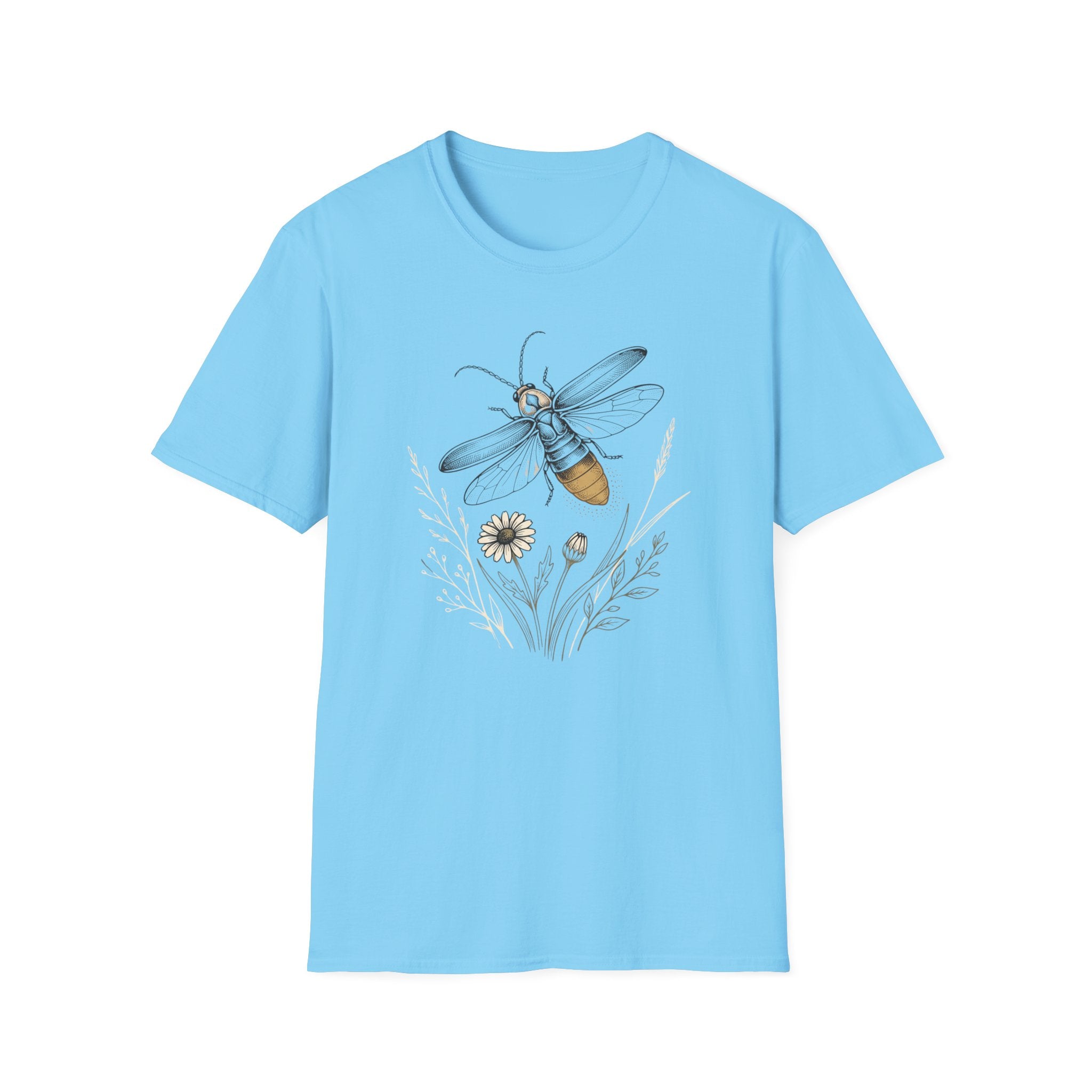Bee Sketch T-Shirt Vintage Floral Honeybee Graphic Tee