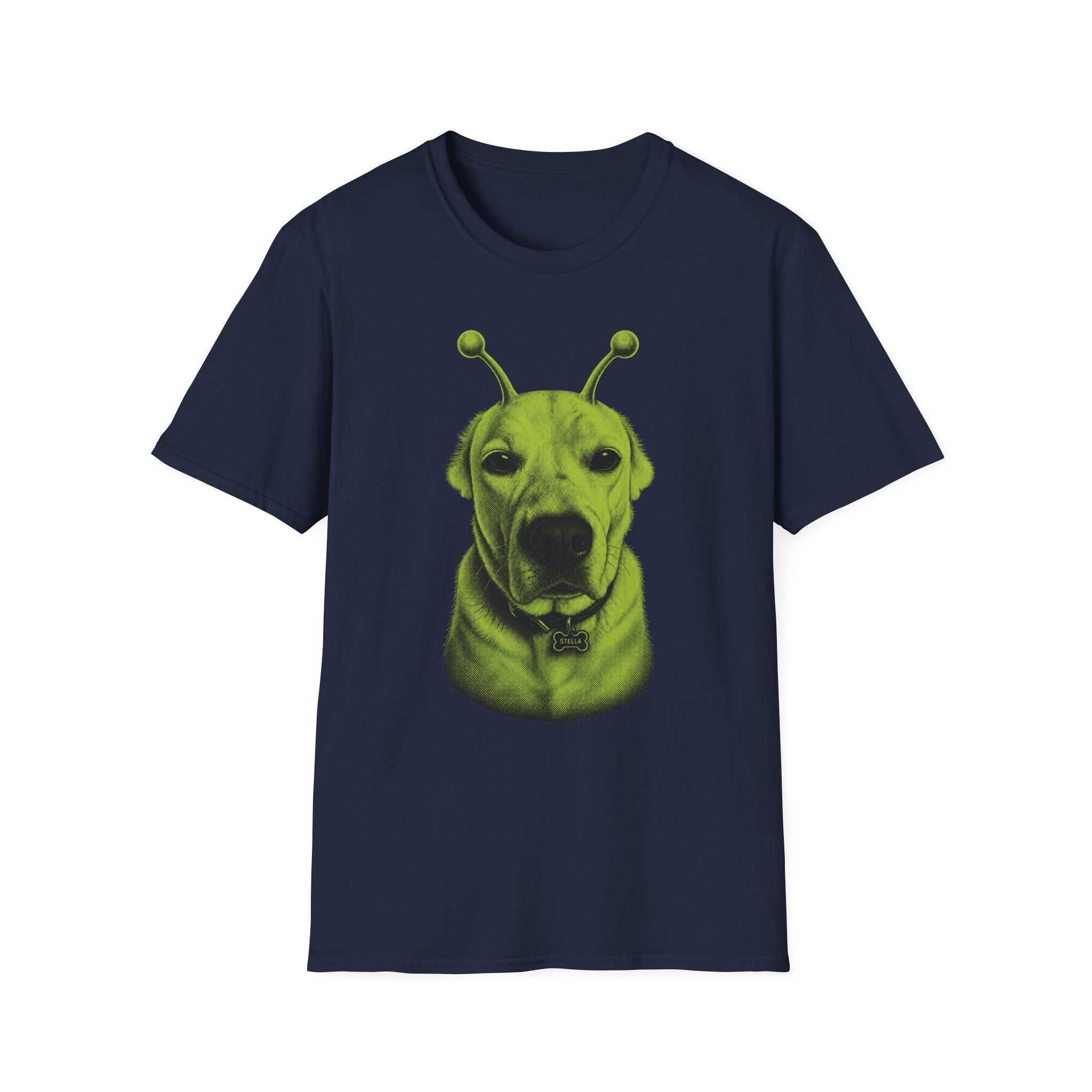 Alien Dog T-Shirt Cute Green Pup with Antennae Graphic Tee