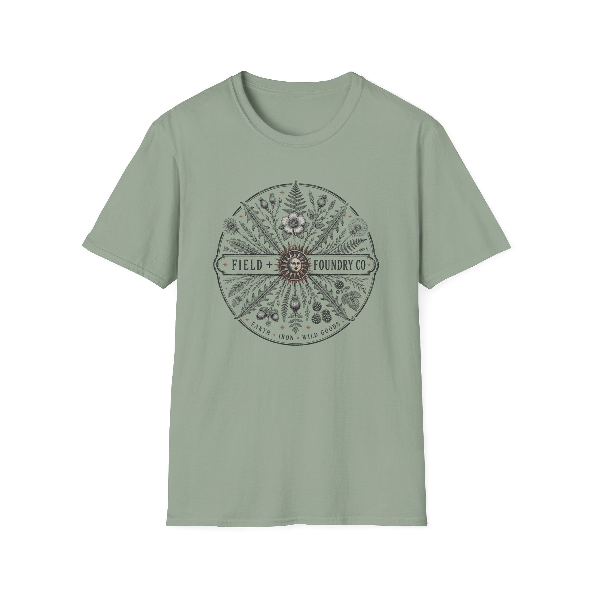 Field + Foundry Co. Botanical Compass T-Shirt  Vintage Floral Logo Tee