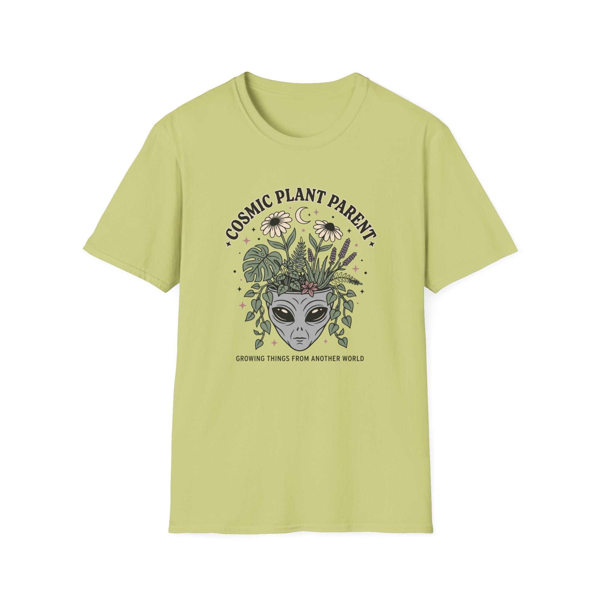 Cosmic Plant Parent T-Shirt Whimsical Alien & Botanical Graphic