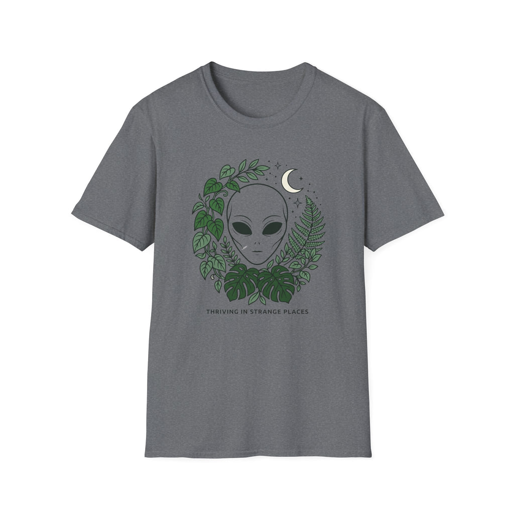 Alien Plant Lover T-Shirt  “Visiting Strange Places” Botanical UFO Tee