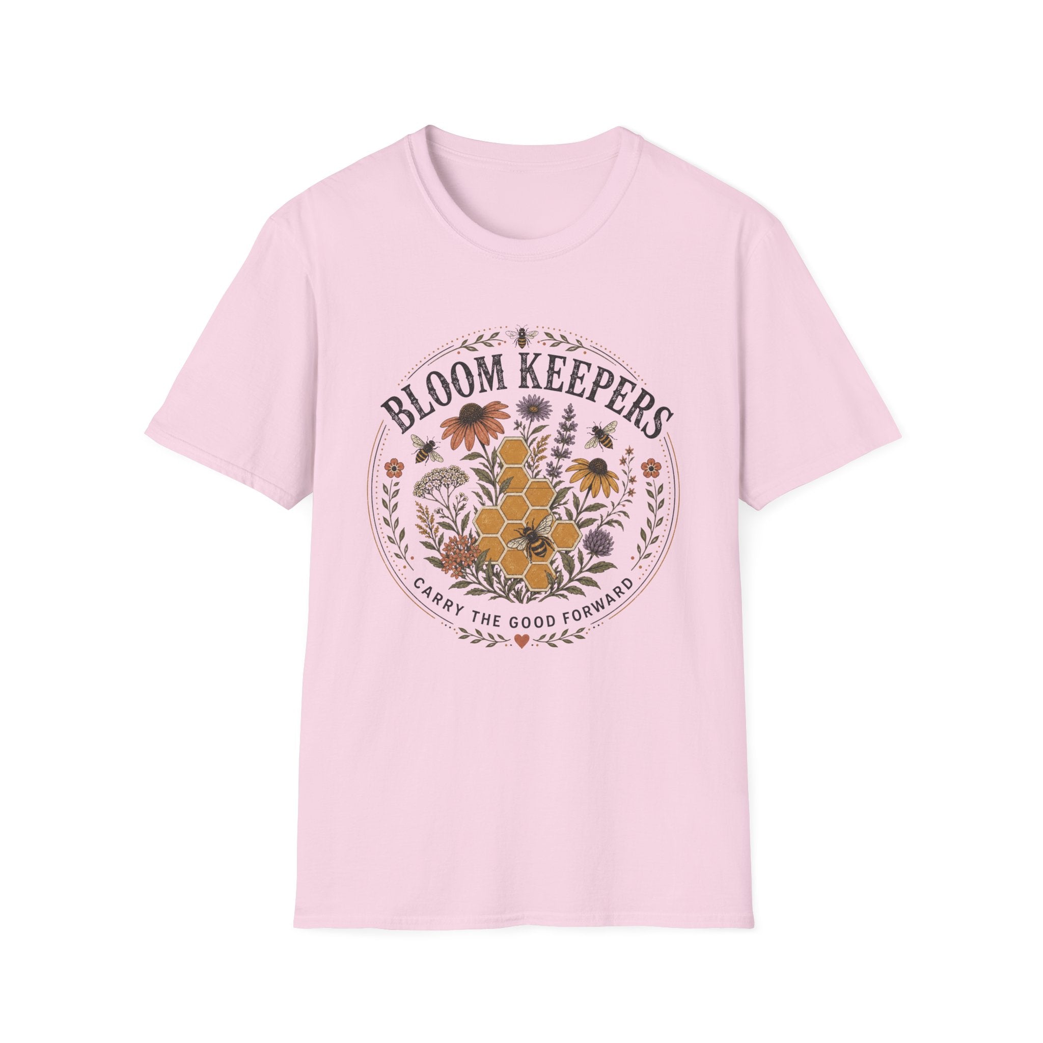 Bloom Keepers T-Shirt Floral Bee & Honeycomb Garden Tee