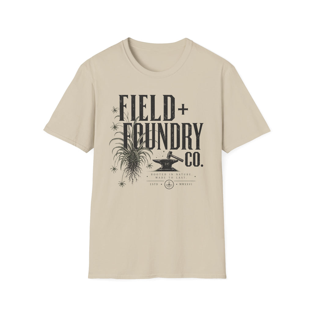 Field + Foundry Co. Vintage Logo T-Shirt Rustic Botanical Graphic Tee