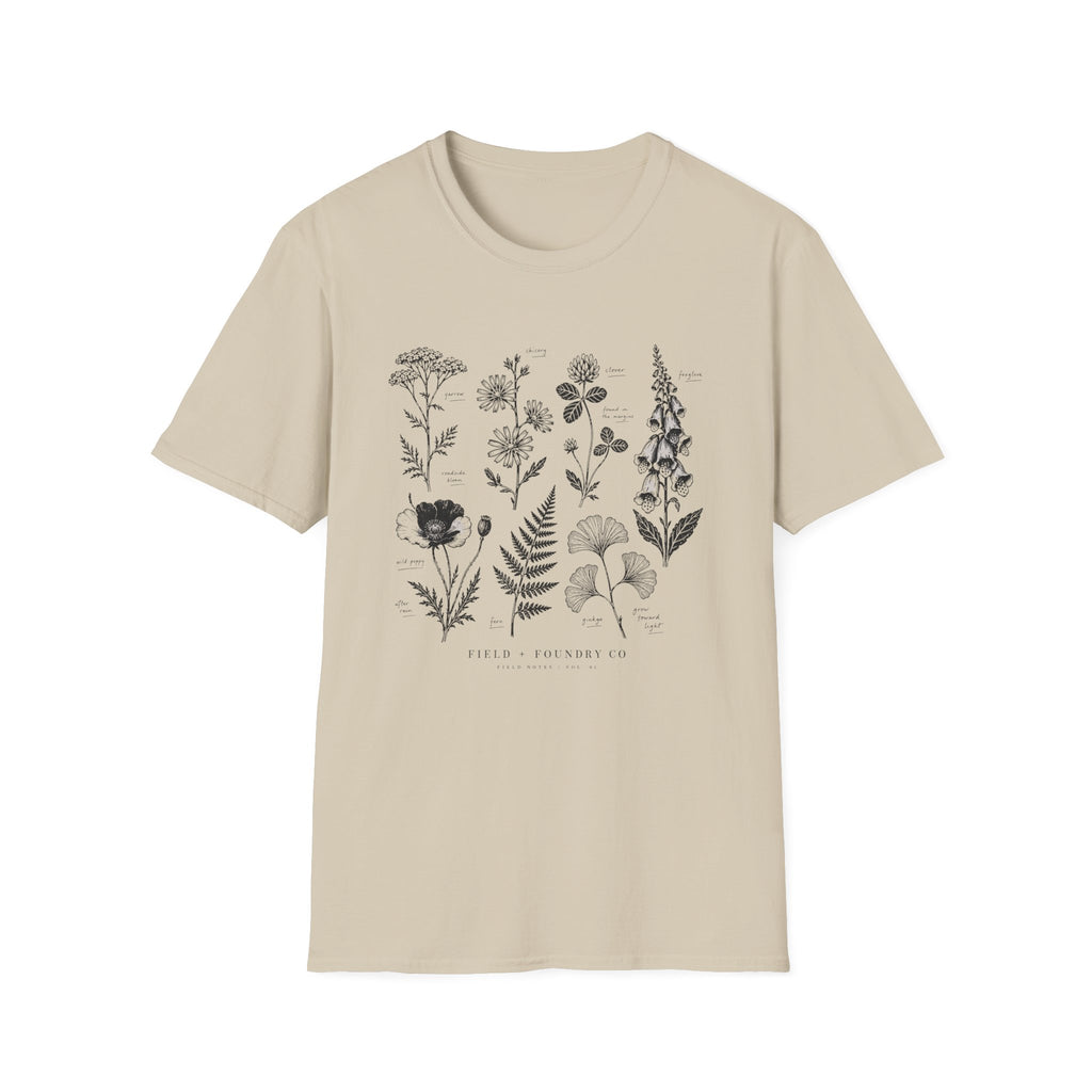 Botanical Sketch Wildflower Floral Illustration T-Shirt