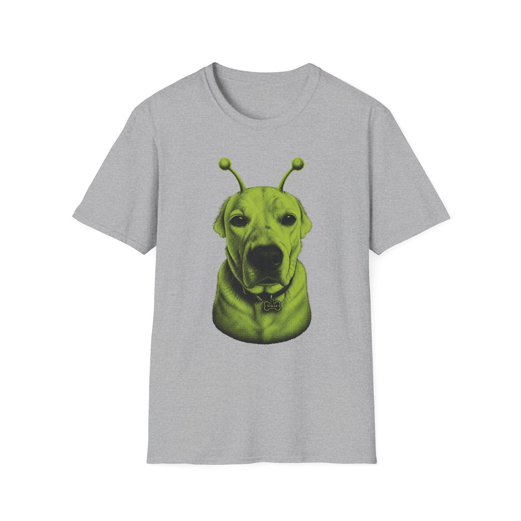 Alien Dog T-Shirt Cute Green Pup with Antennae Graphic Tee