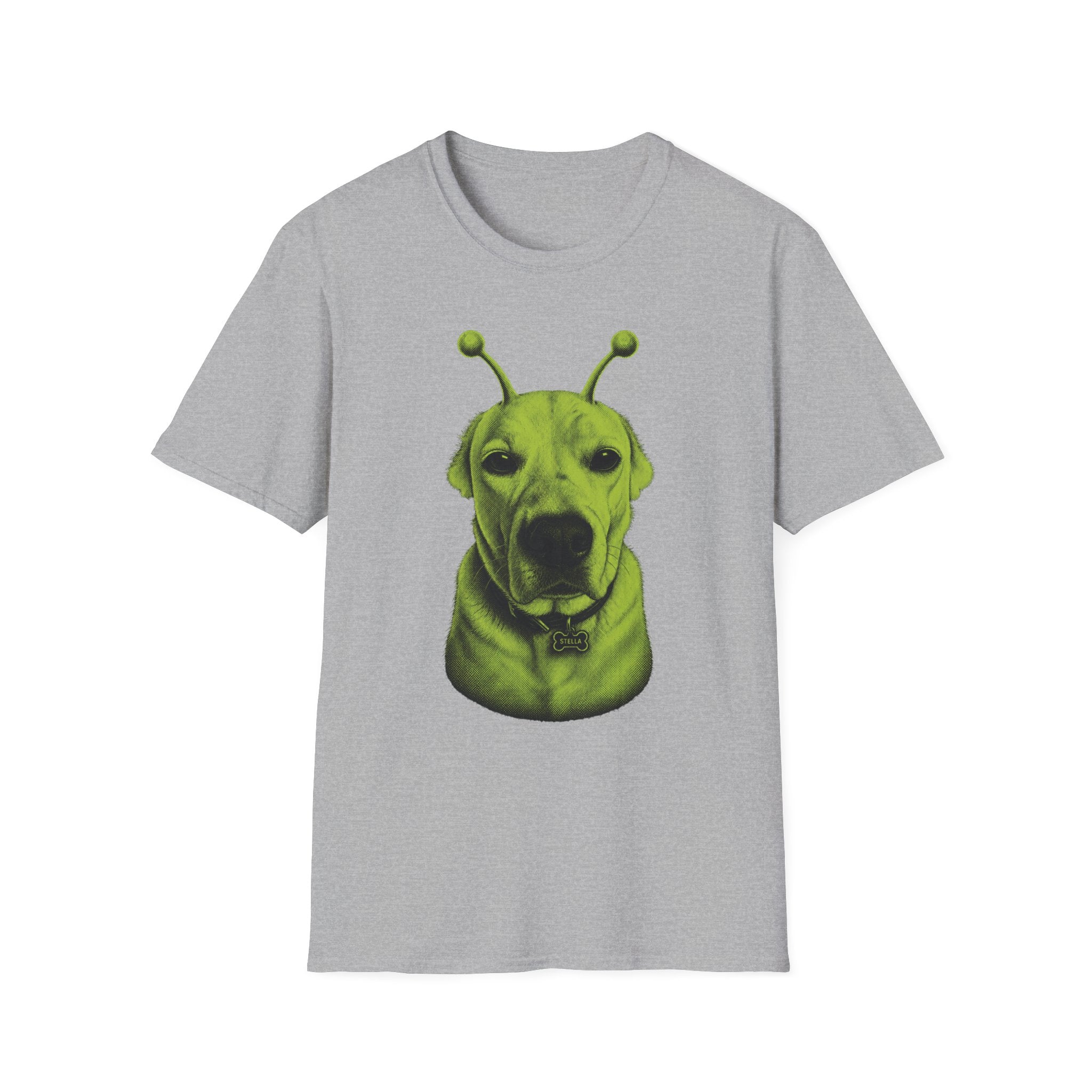 Alien Dog T-Shirt Cute Green Pup with Antennae Graphic Tee