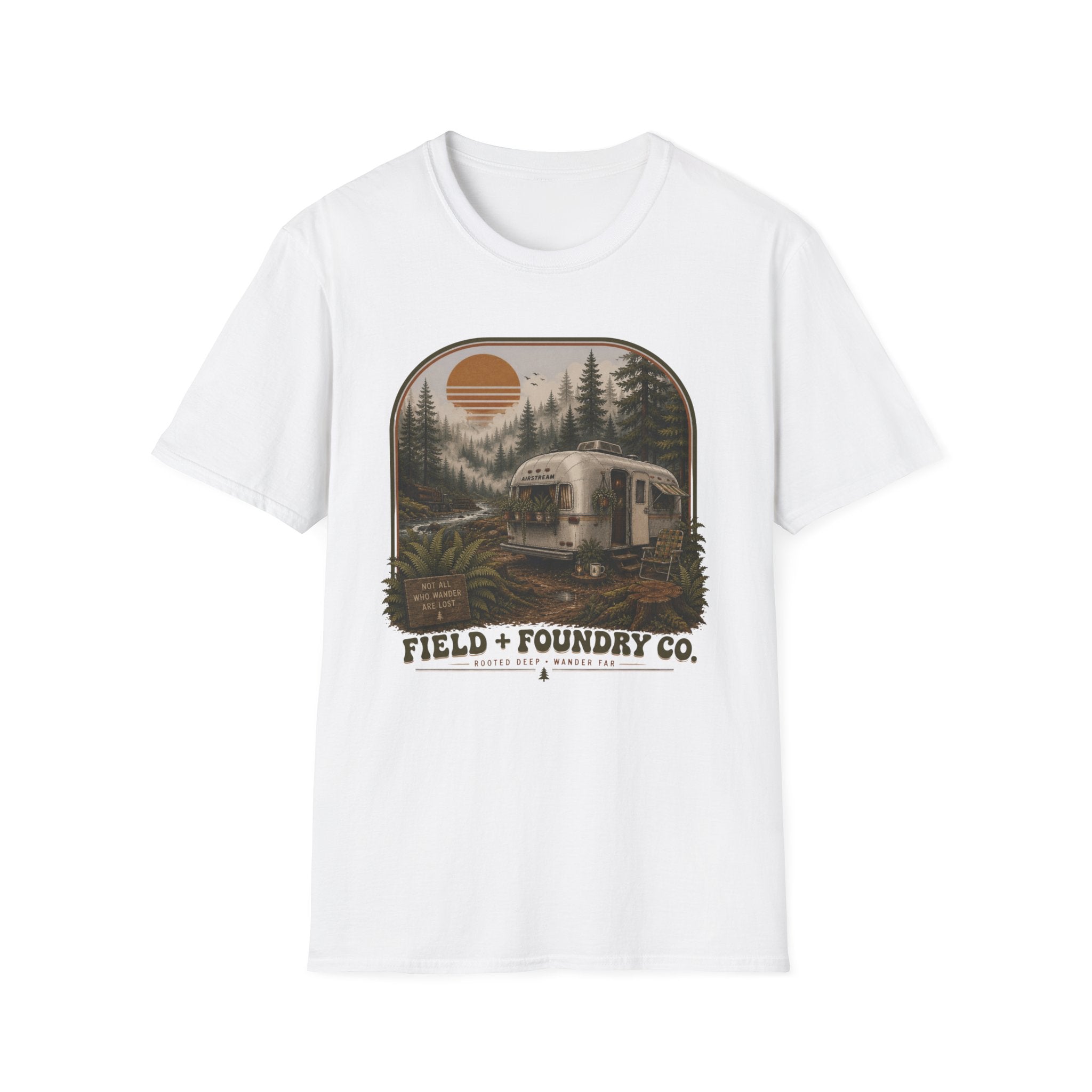 Forest Airstream T-Shirt Retro Sunset
