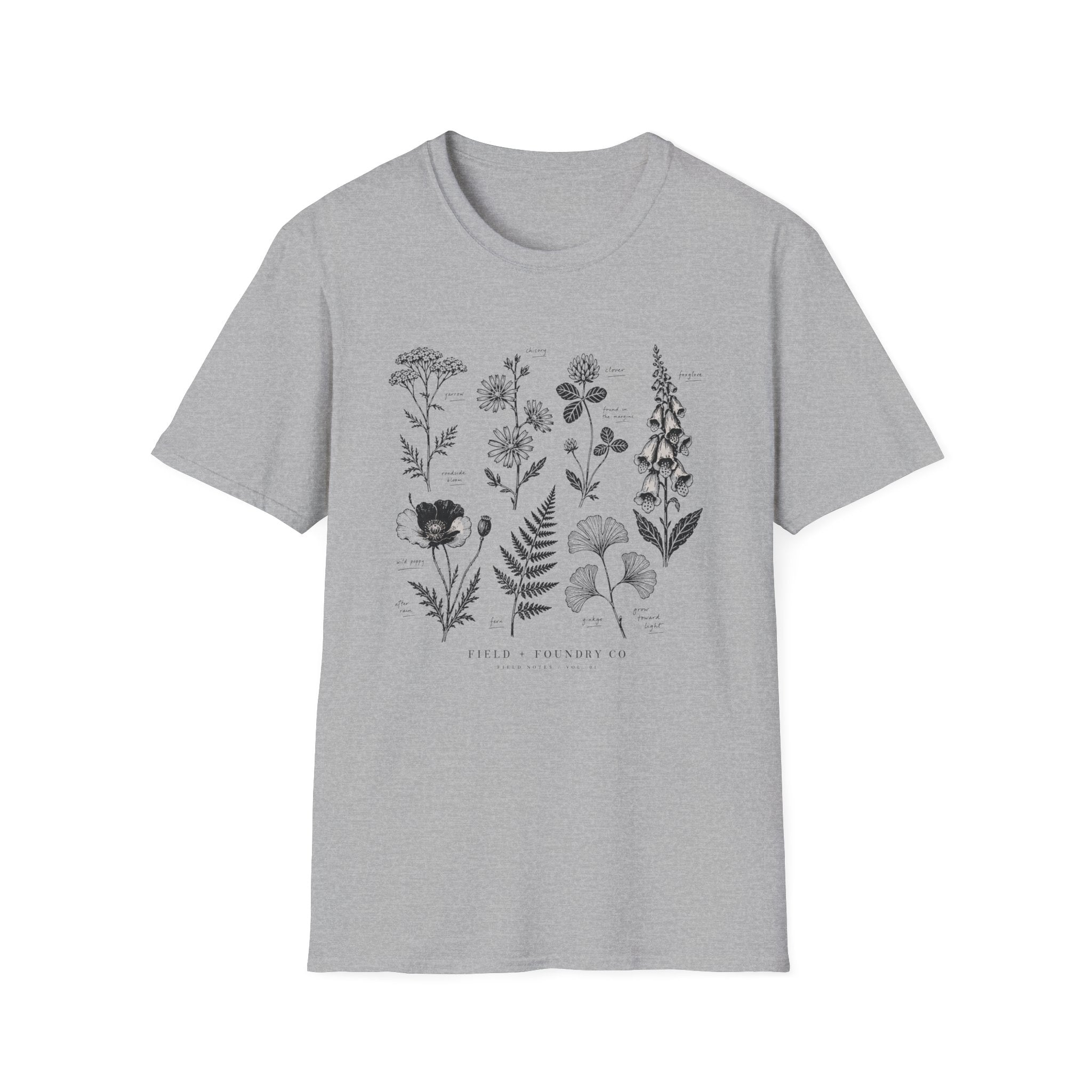 Botanical Sketch Wildflower Floral Illustration T-Shirt