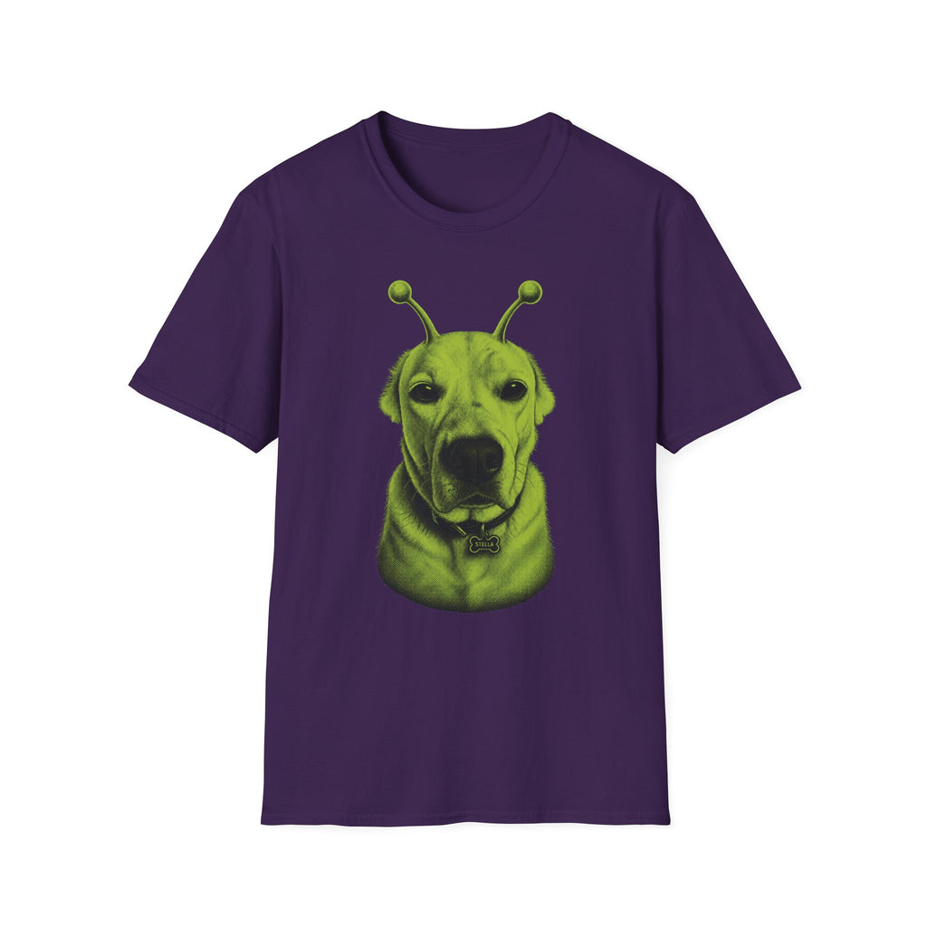 Alien Dog T-Shirt Cute Green Pup with Antennae Graphic Tee