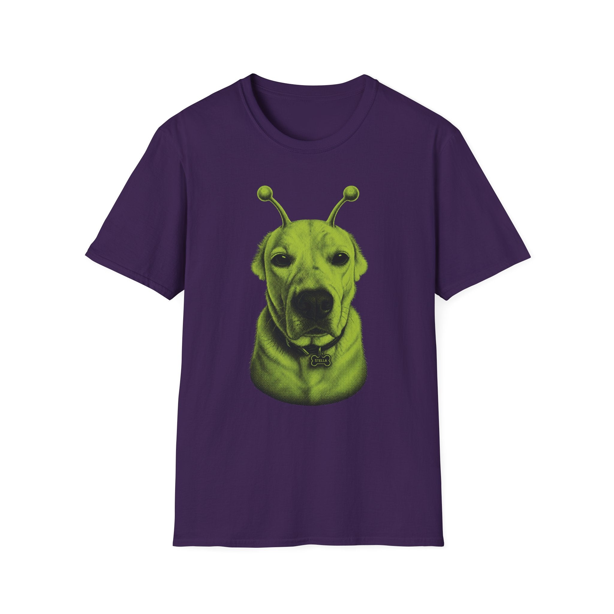 Alien Dog T-Shirt Cute Green Pup with Antennae Graphic Tee