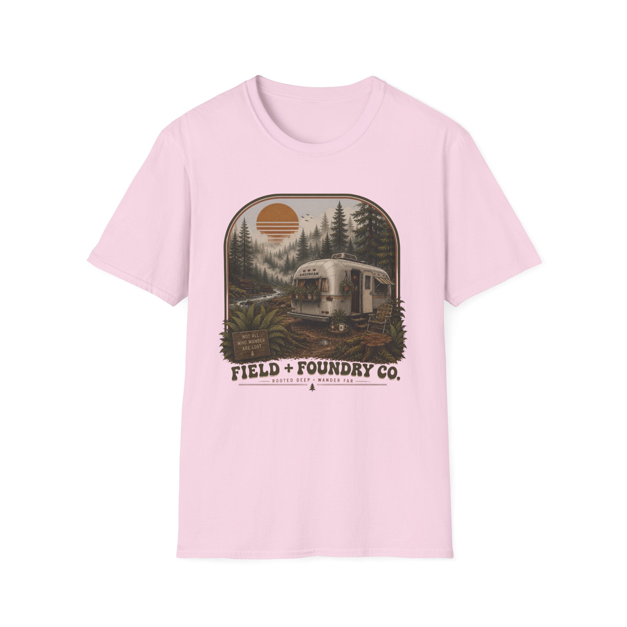Forest Airstream T-Shirt Retro Sunset
