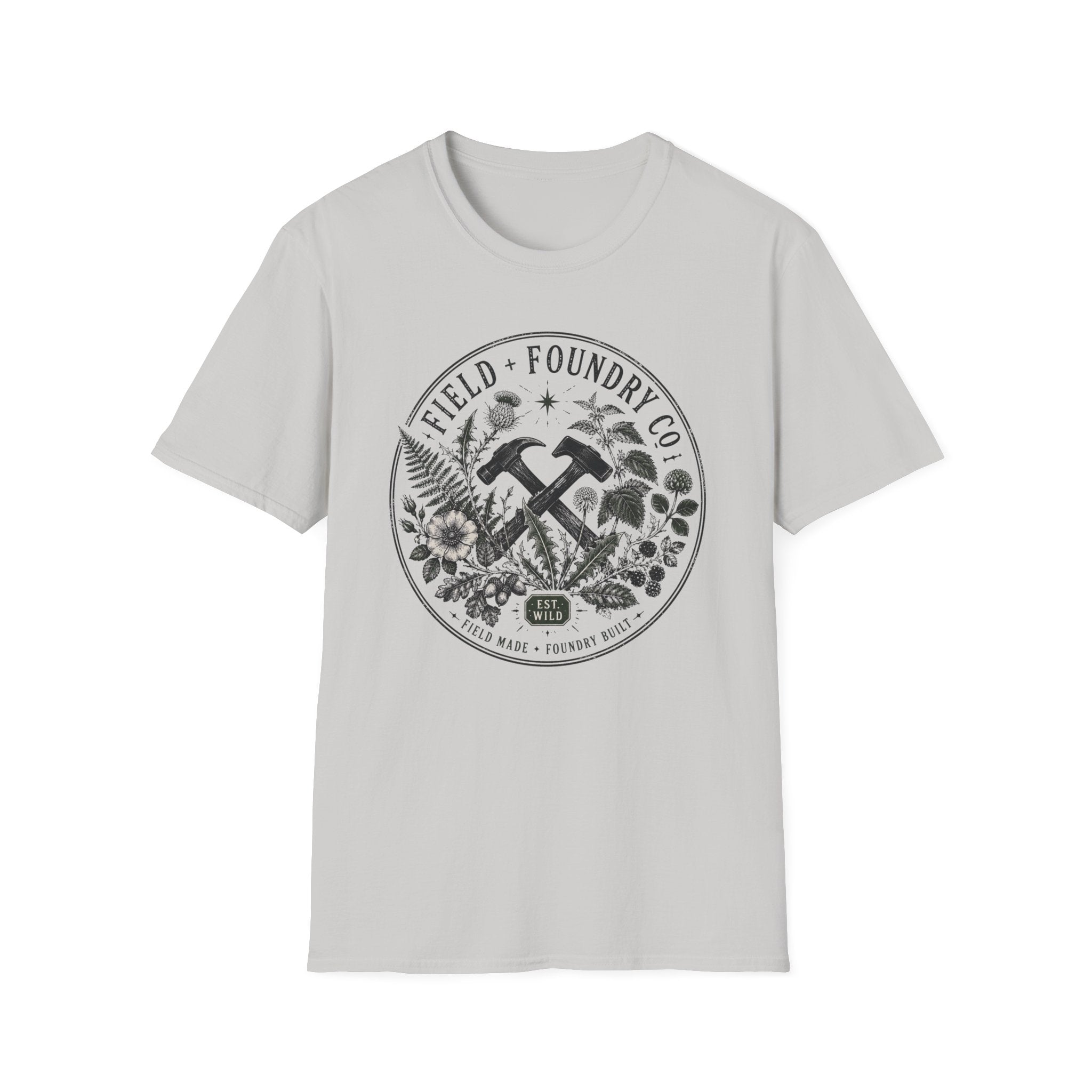 Field + Foundry Co. Floral Hammer T-Shirt Vintage Botanical Workwear Tee
