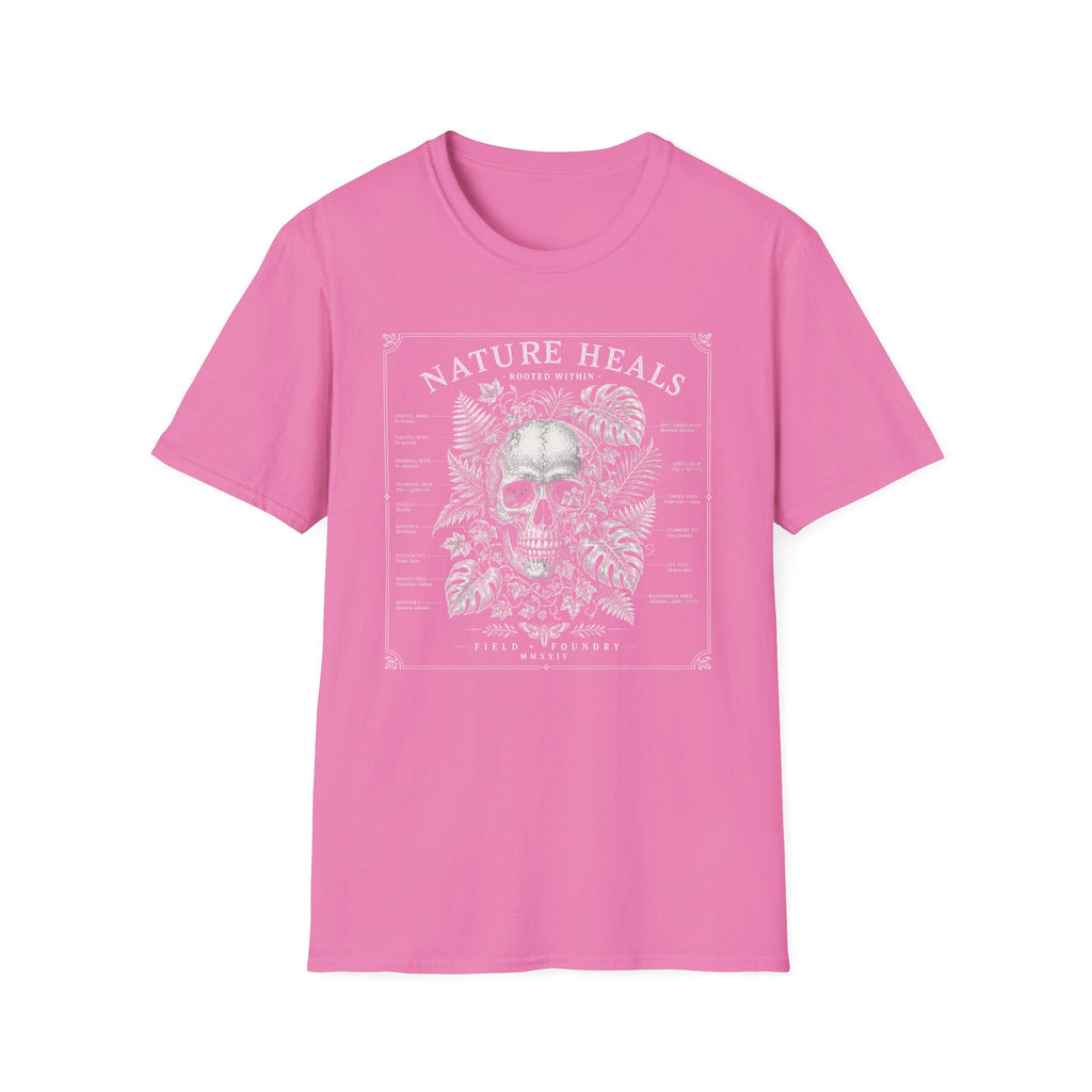 Nature Heals Skull Tee Botanical Skull Graphic T-Shirt