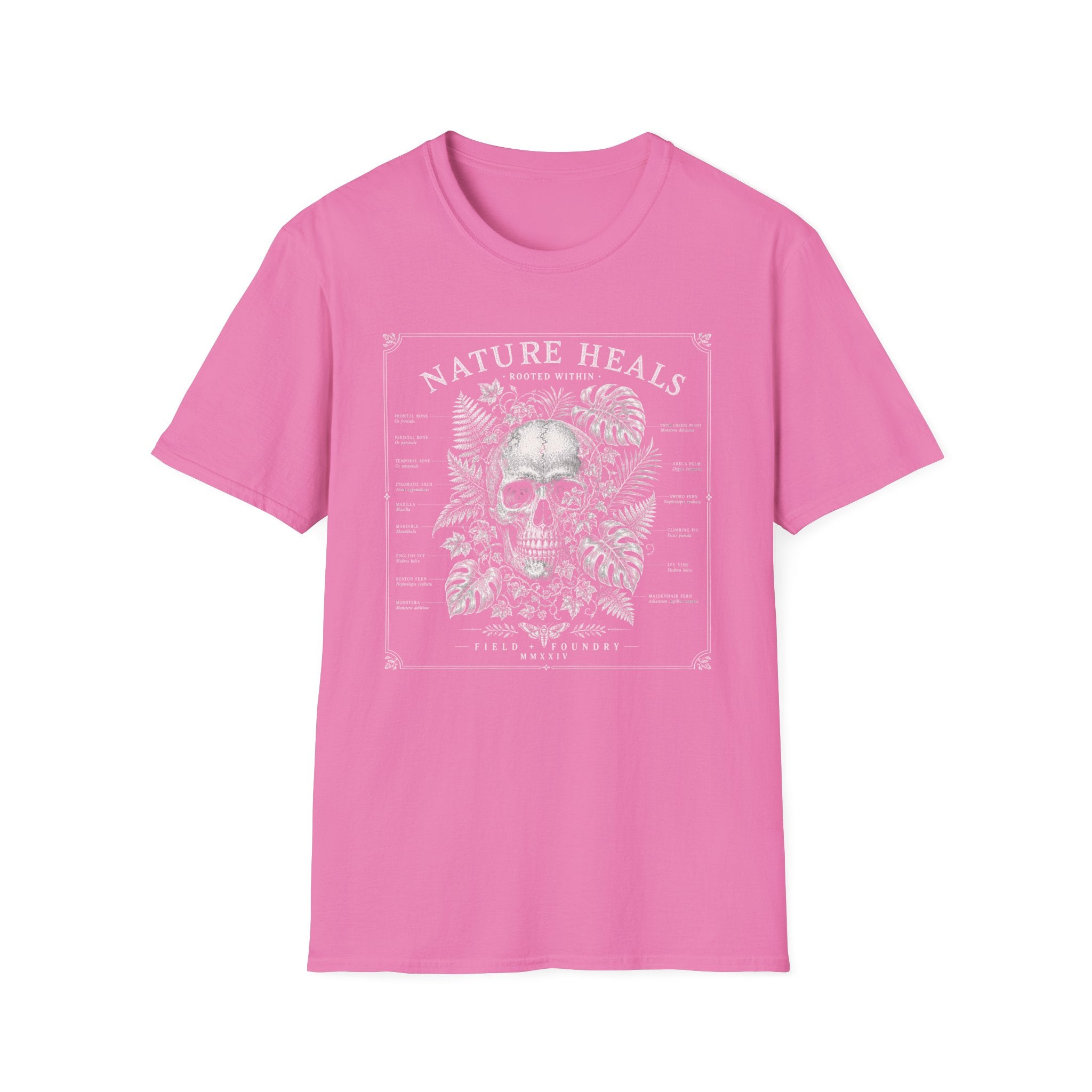 Nature Heals Skull Tee Botanical Skull Graphic T-Shirt