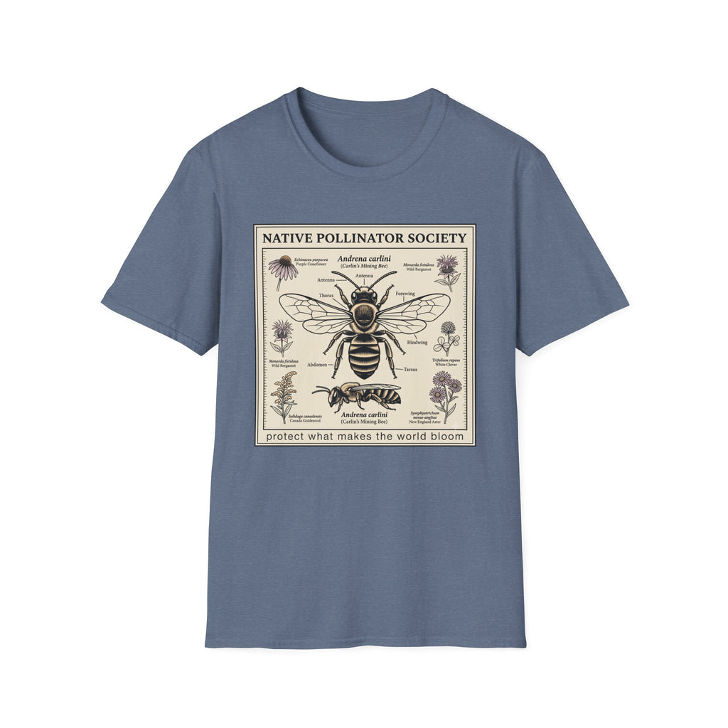 Native Pollinator Society T-Shirt — Bee & Wildflower Conservation Graphic Tee