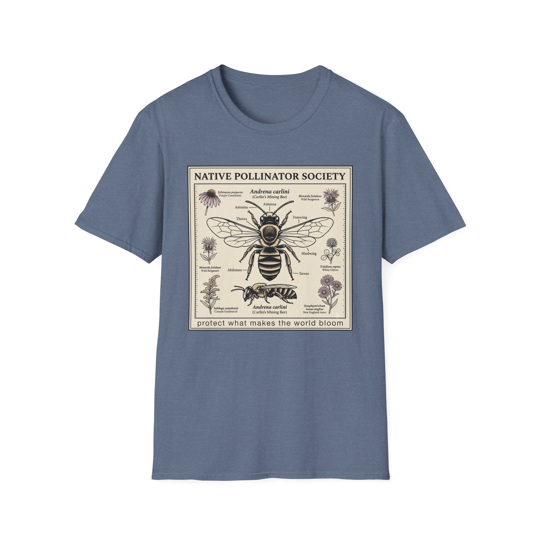 Native Pollinator Society T-Shirt — Bee & Wildflower Conservation Graphic Tee