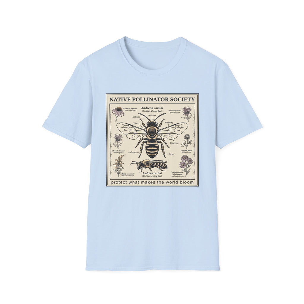 Native Pollinator Society T-Shirt — Bee & Wildflower Conservation Graphic Tee