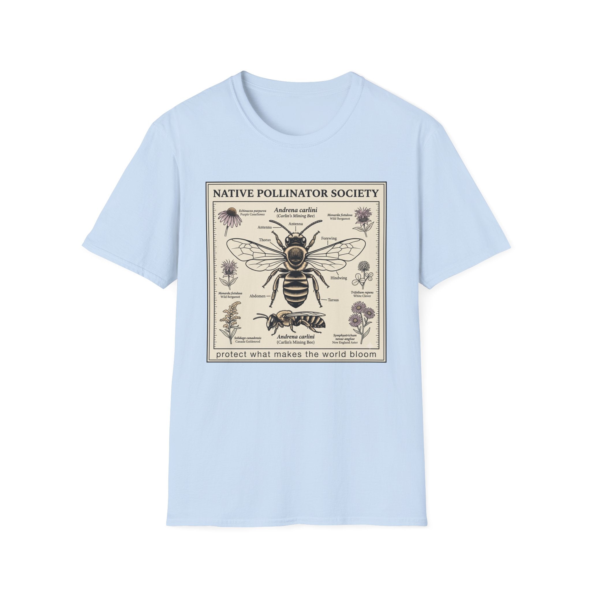 Native Pollinator Society T-Shirt — Bee & Wildflower Conservation Graphic Tee