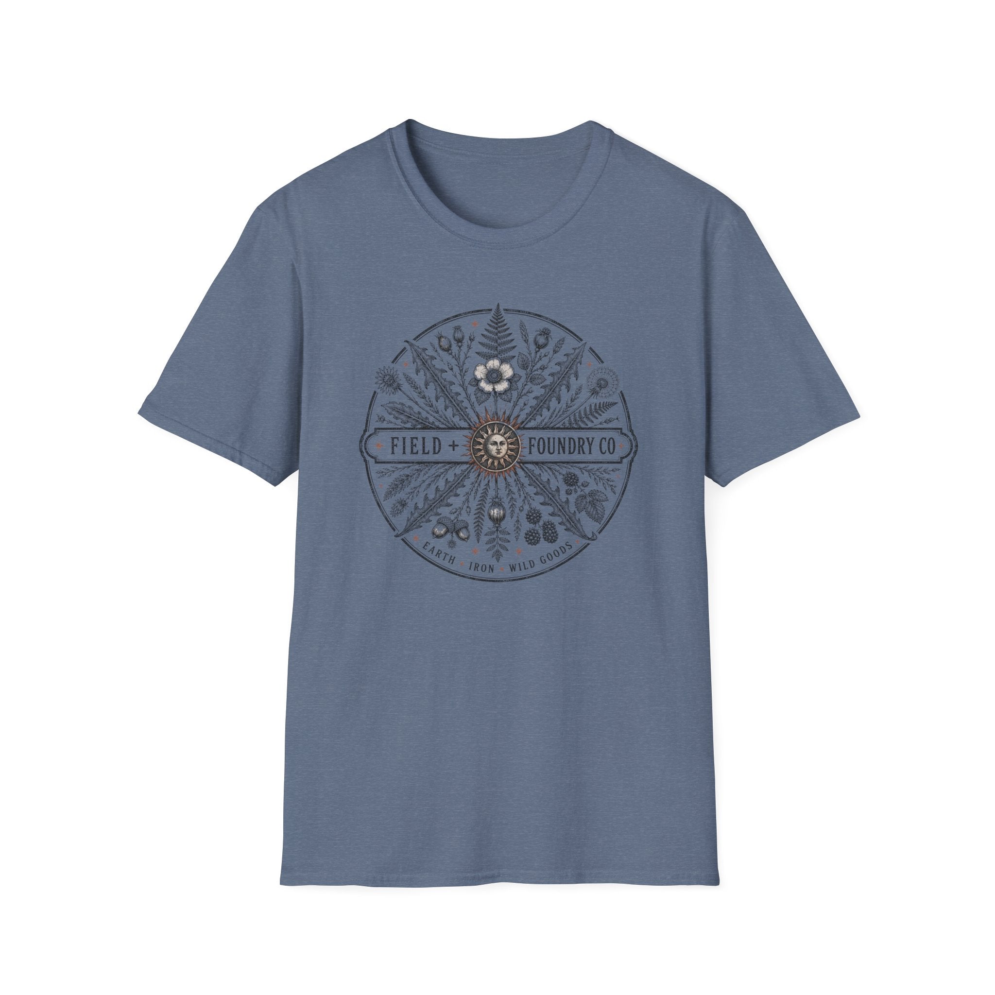 Field + Foundry Co. Botanical Compass T-Shirt  Vintage Floral Logo Tee