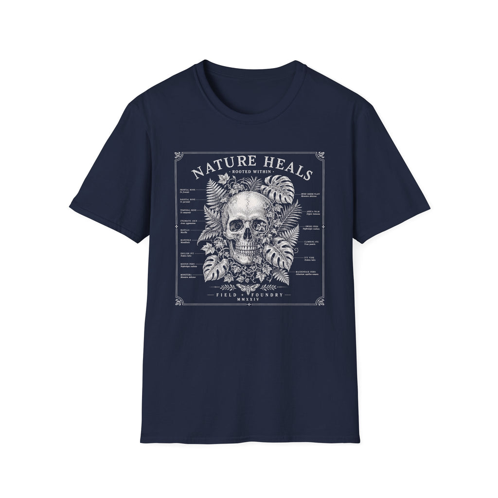 Nature Heals Skull Tee Botanical Skull Graphic T-Shirt