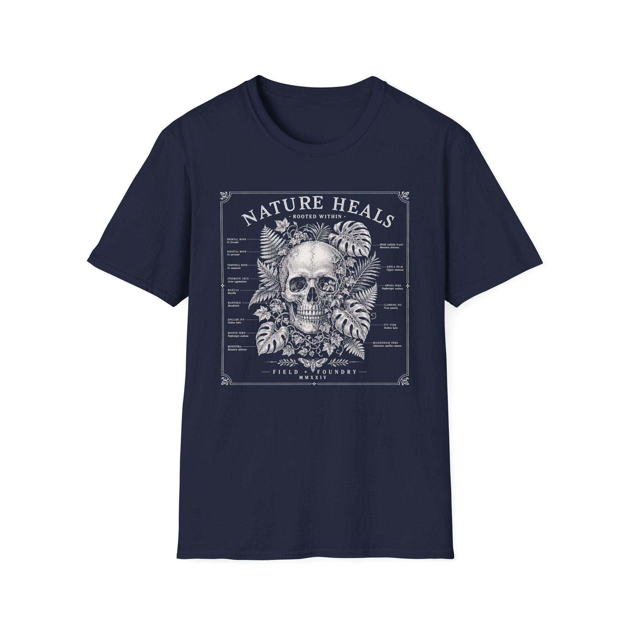 Nature Heals Skull Tee Botanical Skull Graphic T-Shirt