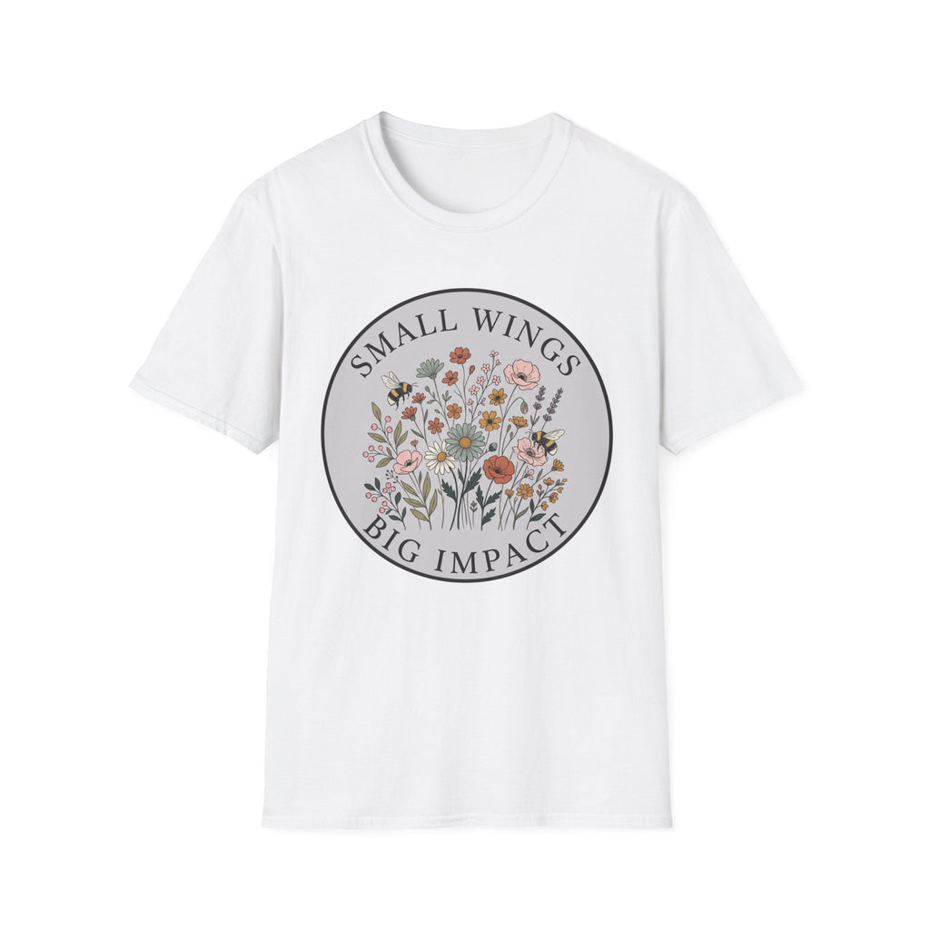 T-Shirt — "Small Wings Big Impact" Floral Graphic Tee