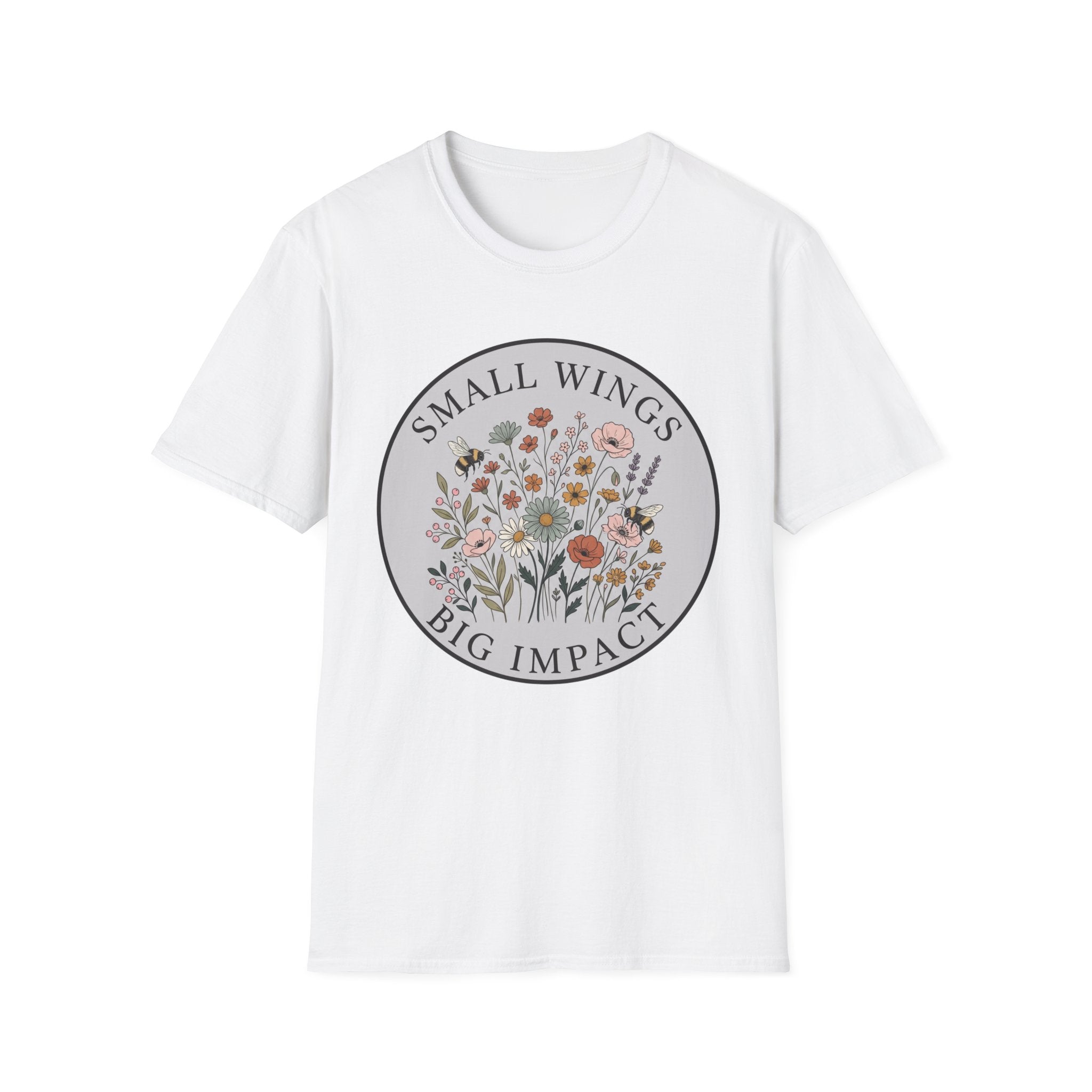 T-Shirt — "Small Wings Big Impact" Floral Graphic Tee