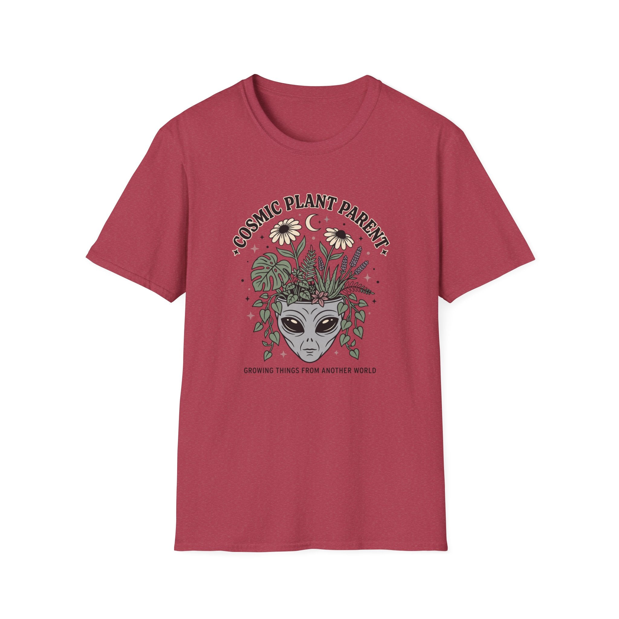 Cosmic Plant Parent T-Shirt Whimsical Alien & Botanical Graphic