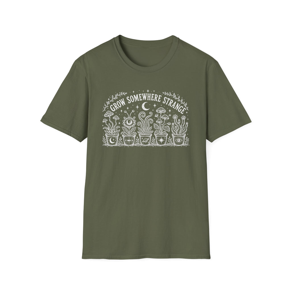 T-Shirt "Grow Somewhere Strange" Botanical Moon Garden Tee