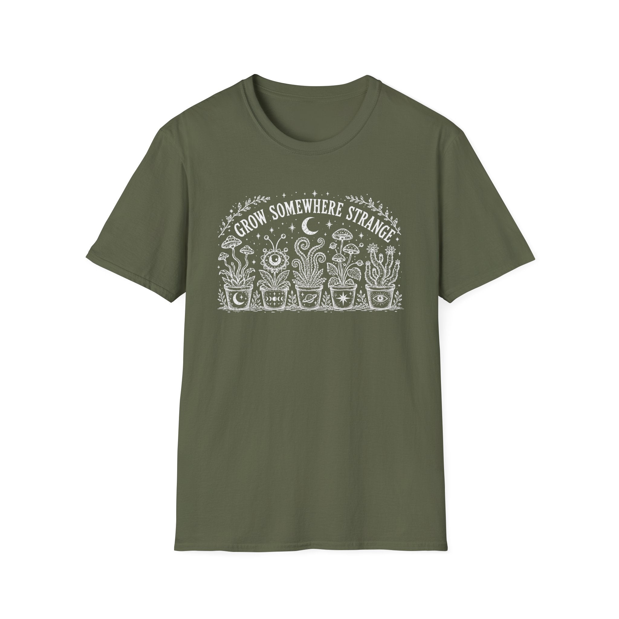 T-Shirt "Grow Somewhere Strange" Botanical Moon Garden Tee
