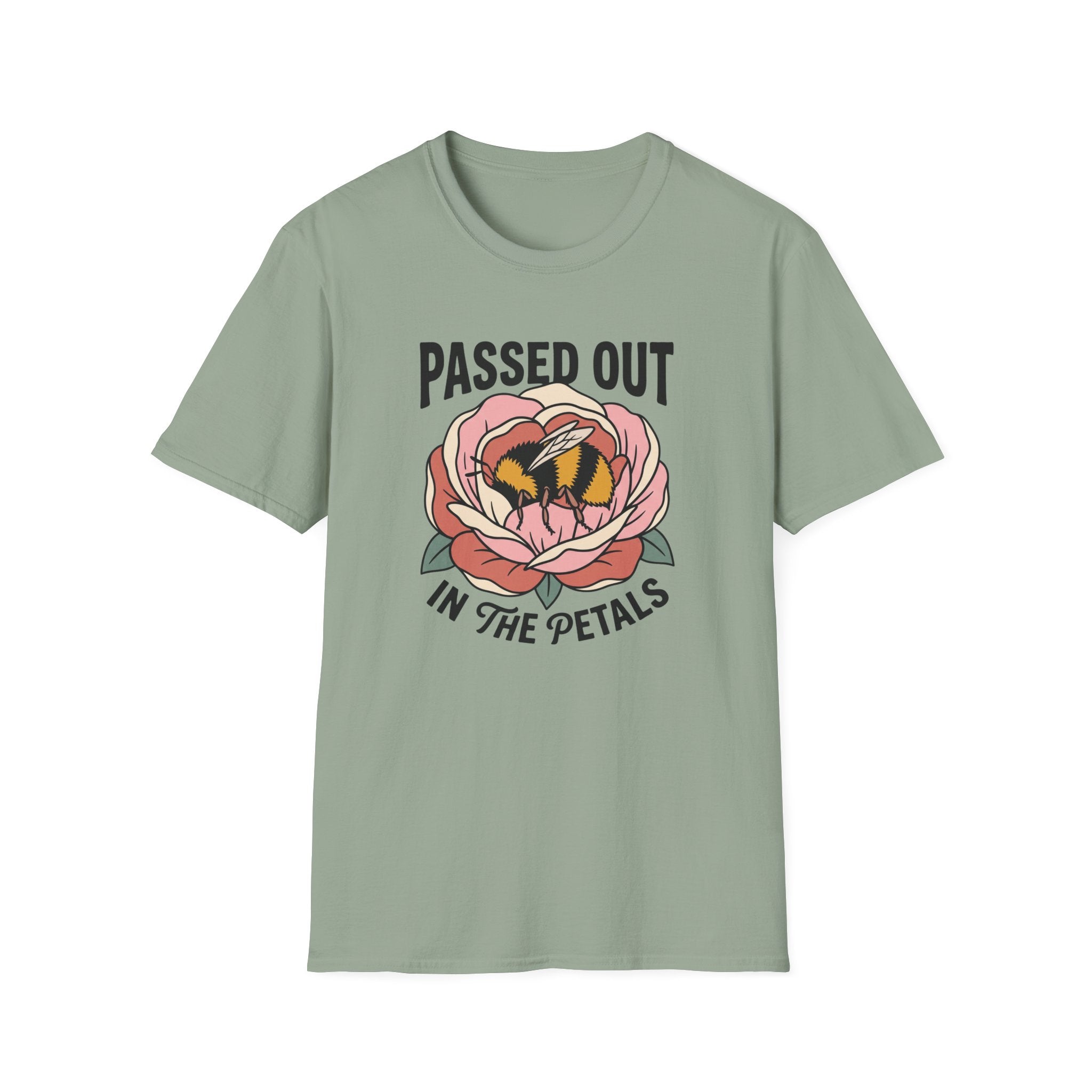 T-Shirt — "Passed Out in the Petals" Bee Floral Graphic Tee
